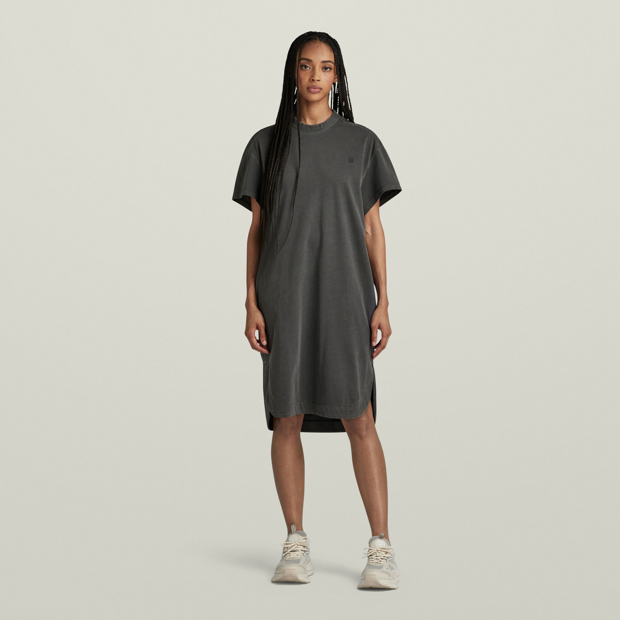 

Overdyed Loose T-Shirt Dress - Black - Women