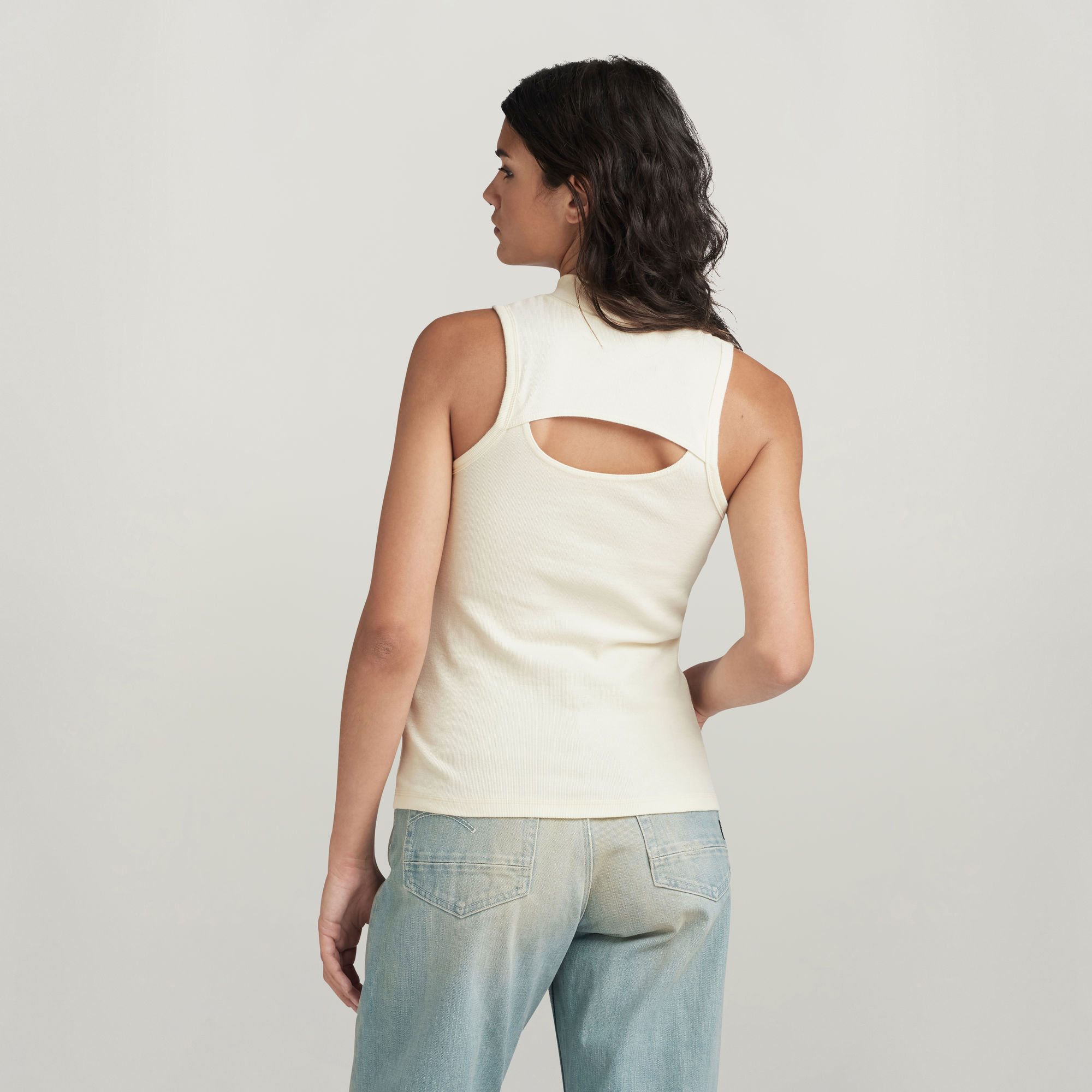 G-Star RAW Open Back Mock Slim Top Beige Dames