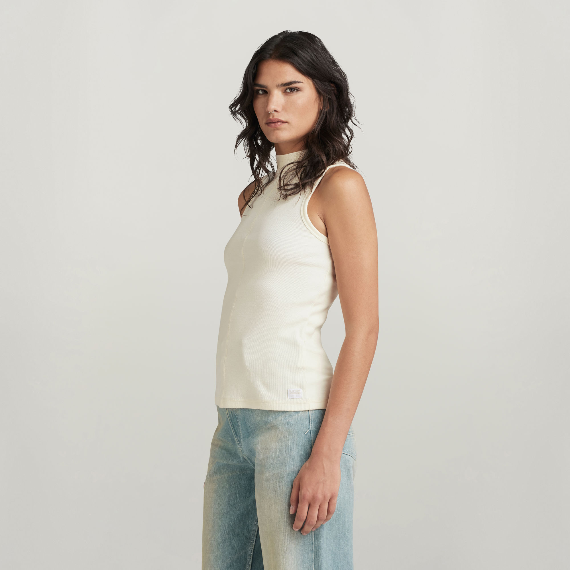 G-Star RAW Open Back Mock Slim Top Beige Dames