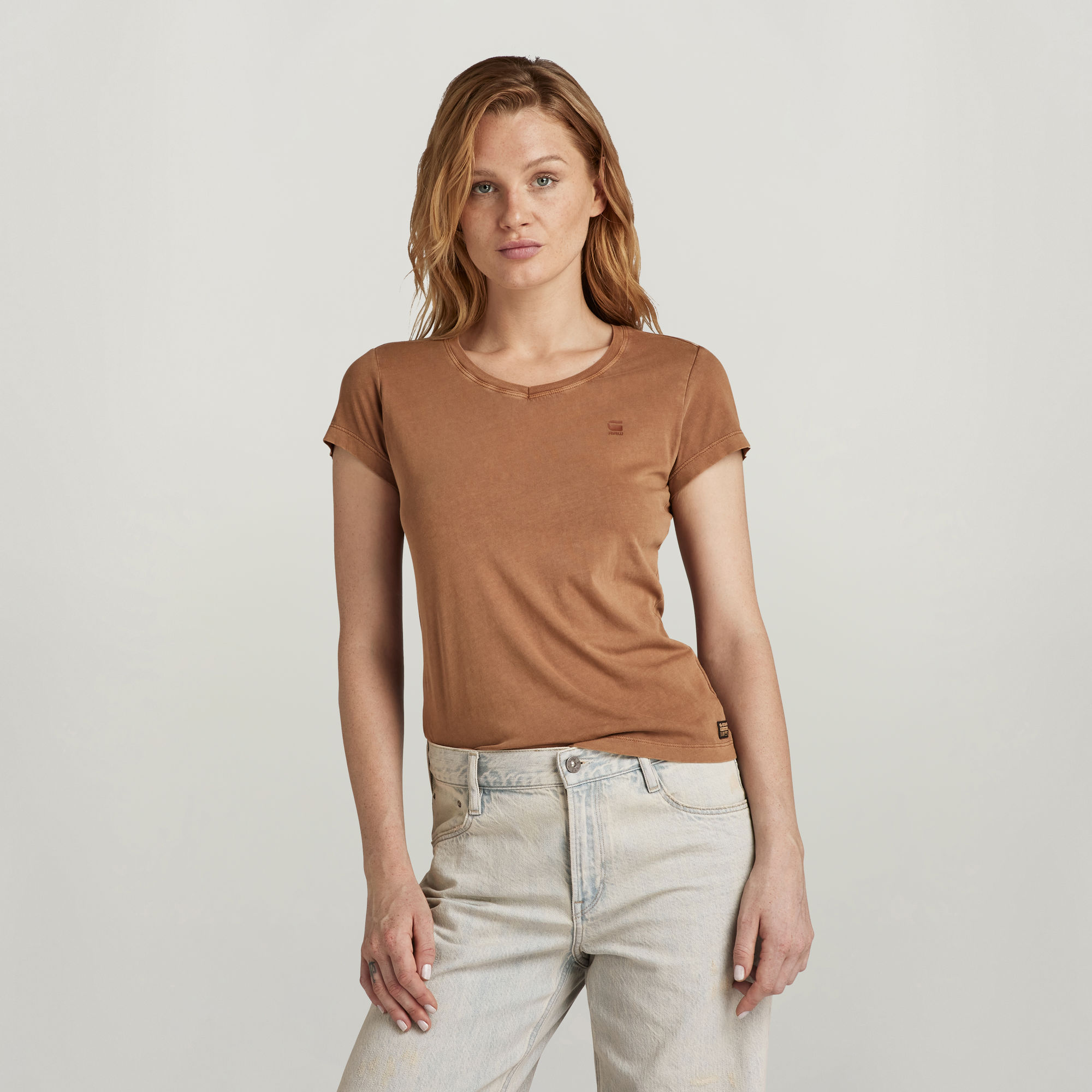 

Overdyed Eyben Slim V-Neck Top 2.0 - Braun - Damen