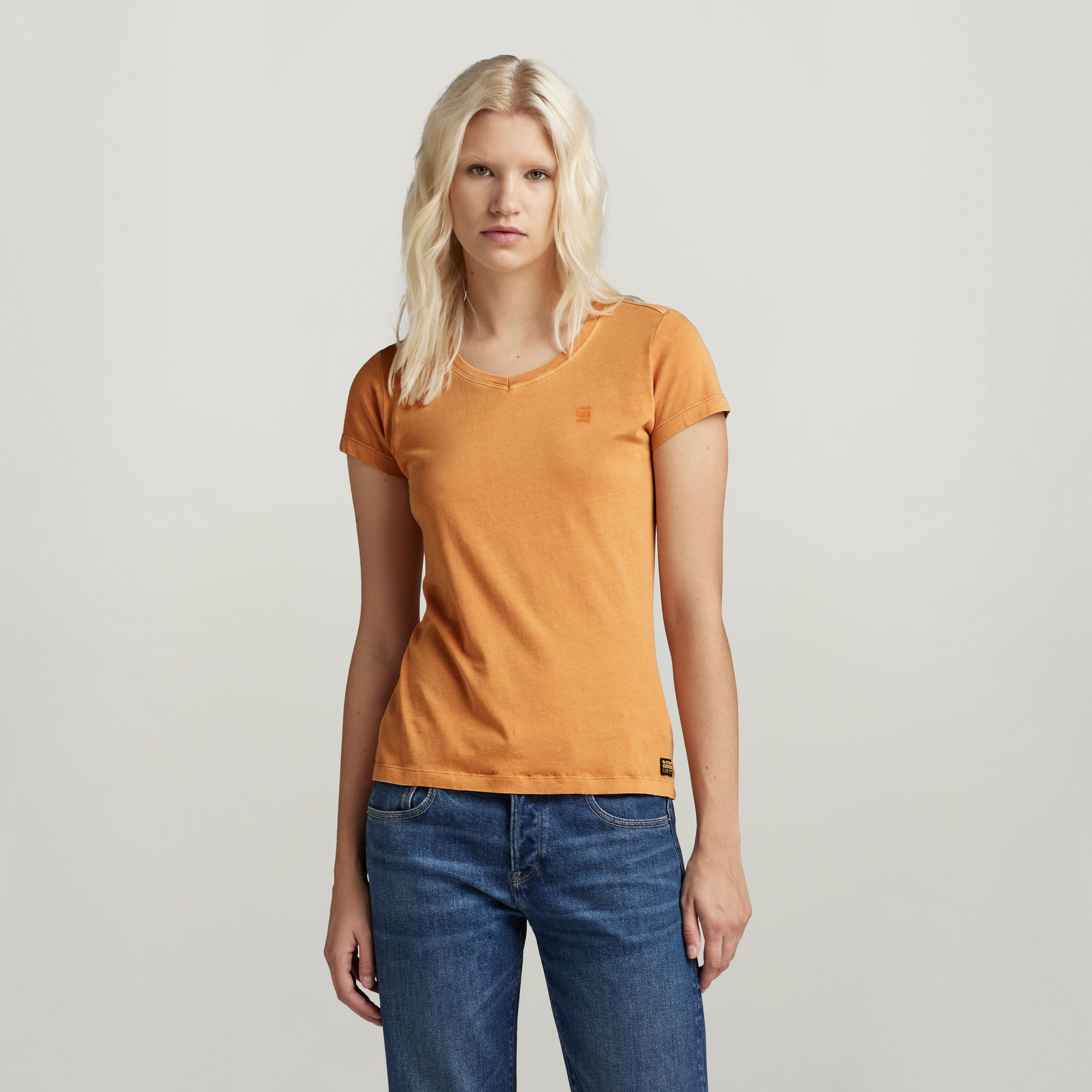 G-Star RAW Overdyed Eyben Slim V-Hals Top 2.0 Oranje Dames