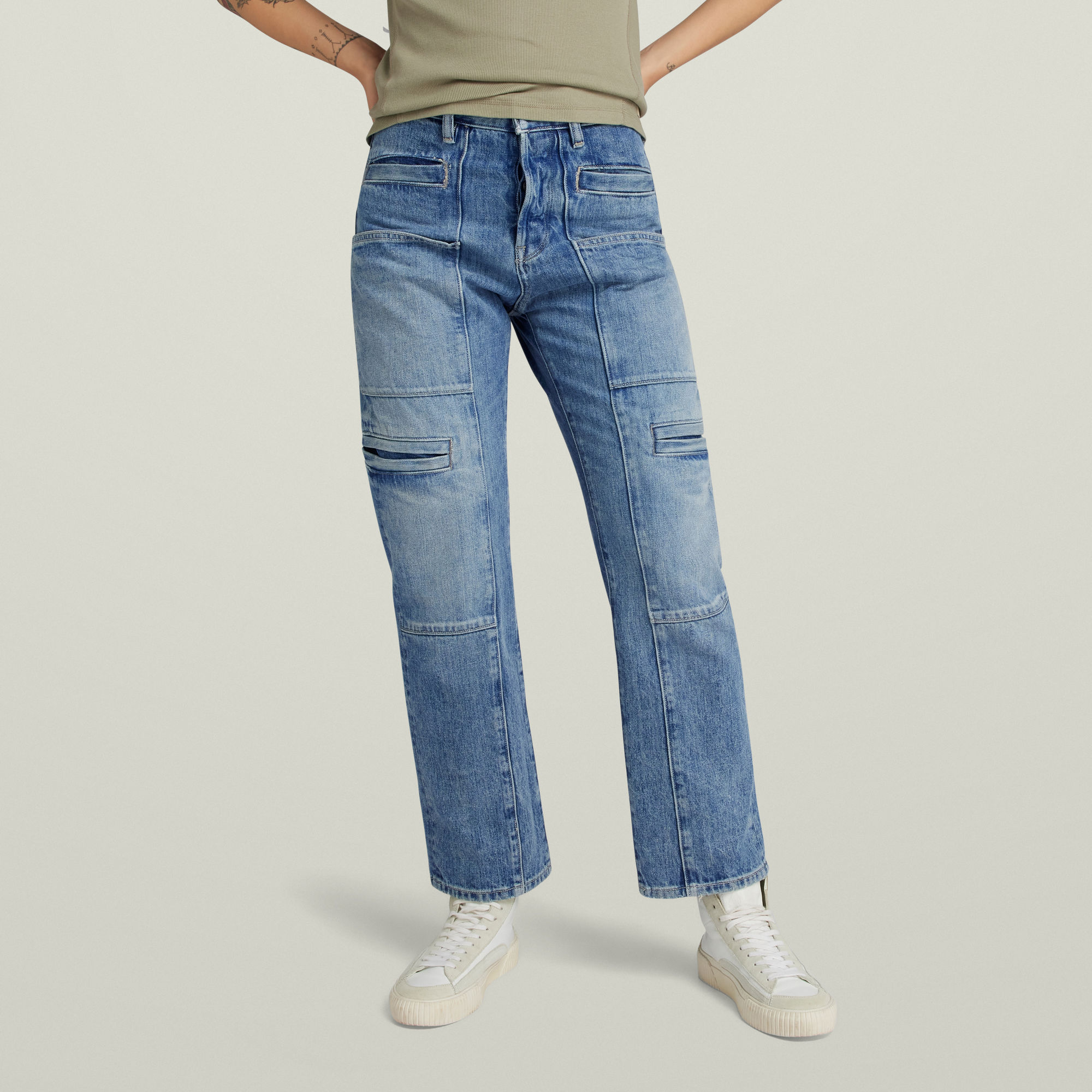 

Viktoria Utility High Straight Jeans - Medium blue - Women