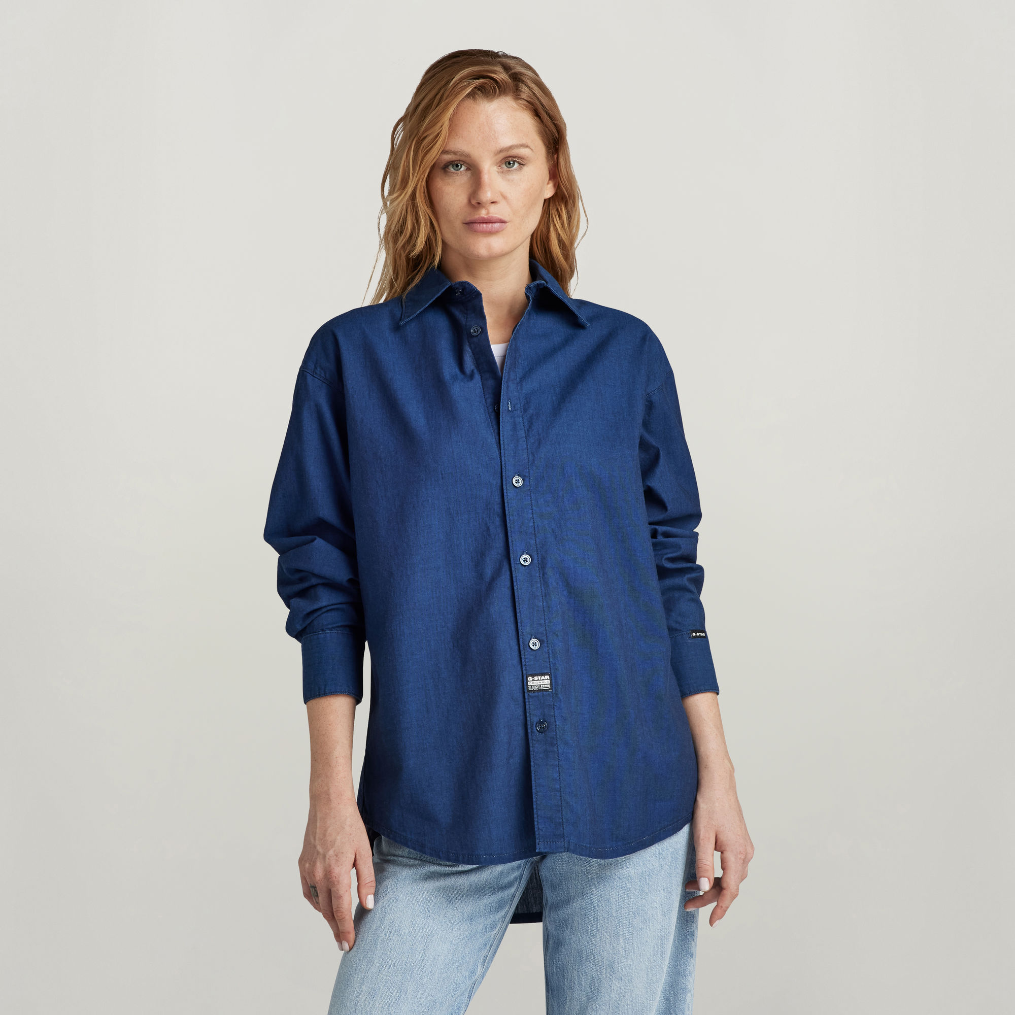 

Relaxed Denim Shirt Pocketless - Donkerblauw - Dames