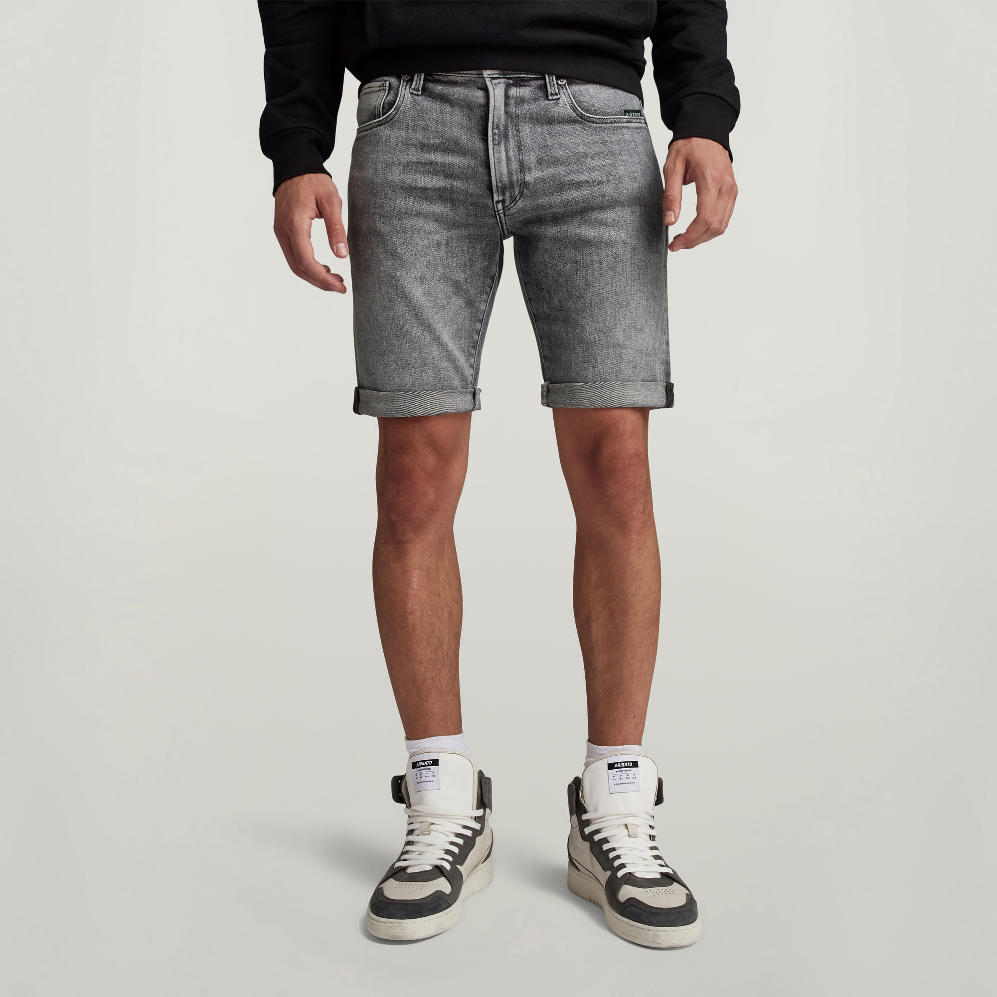 G-Star RAW 3301 slim fit denim short faded grey neblina