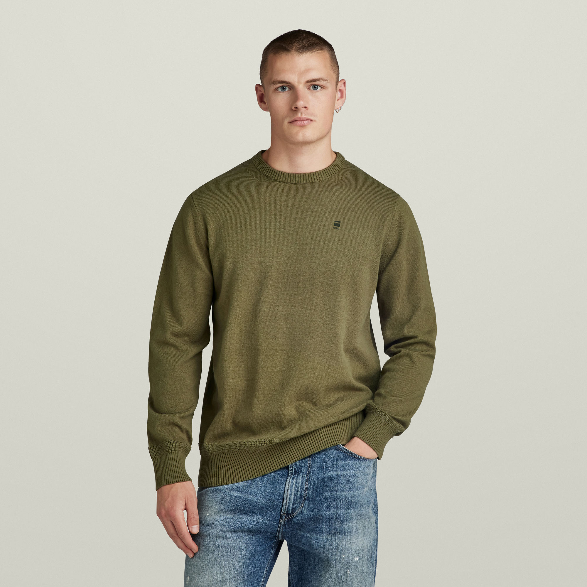 

Premium Core Knitted Sweater - Green - Men