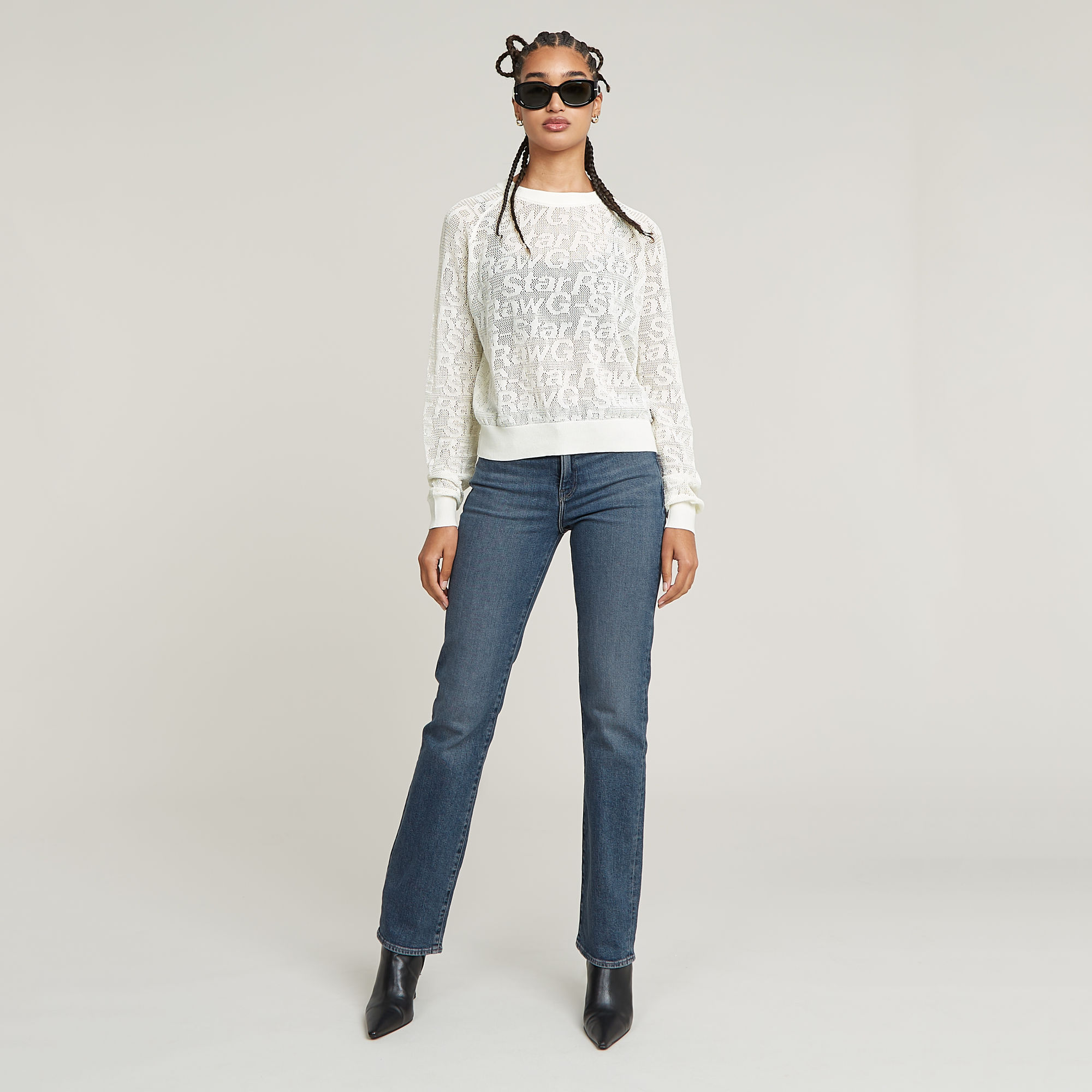 G-Star RAW Pointelle Lichtgewicht Gebreide Trui Wit Dames