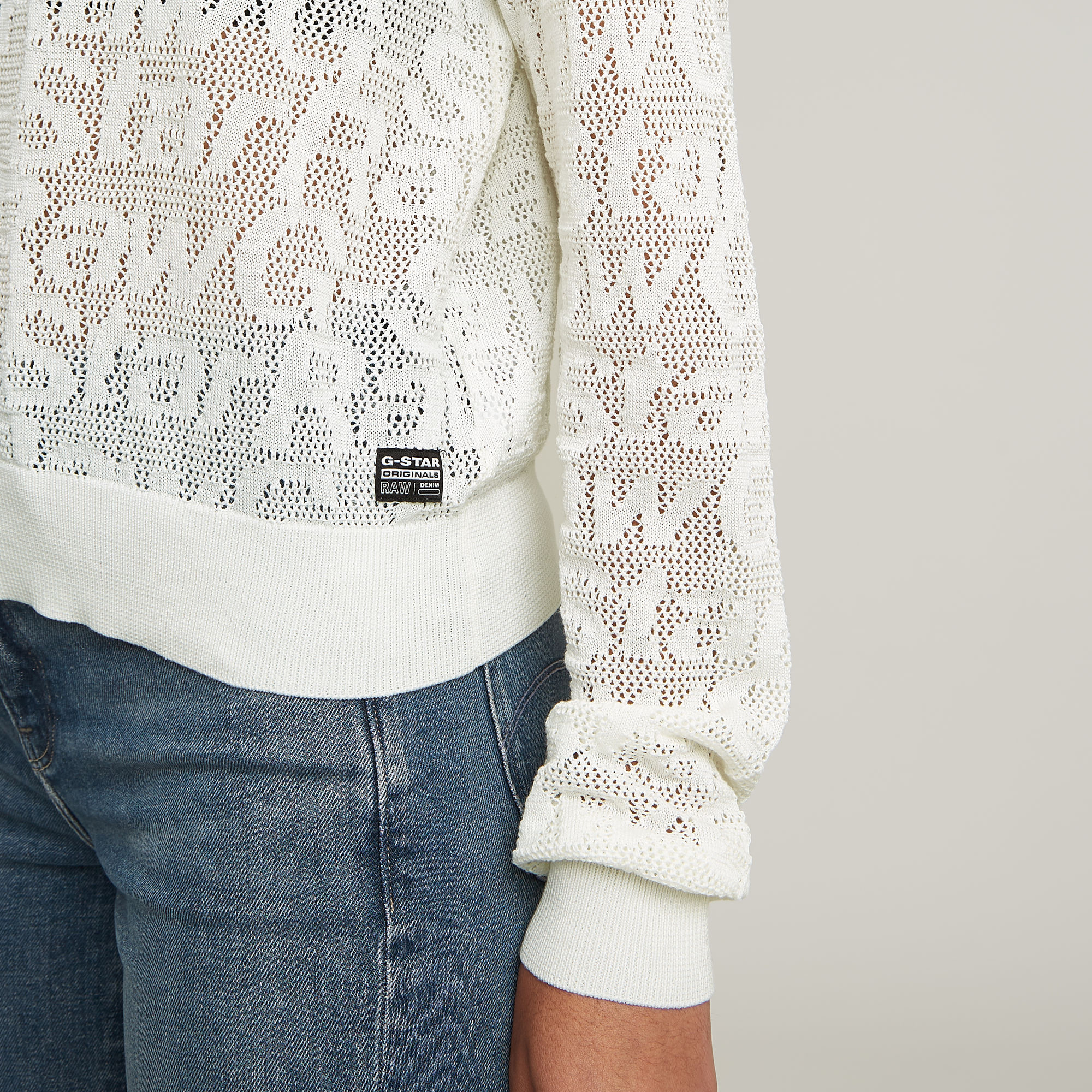 G-Star RAW Pointelle Lichtgewicht Gebreide Trui Wit Dames