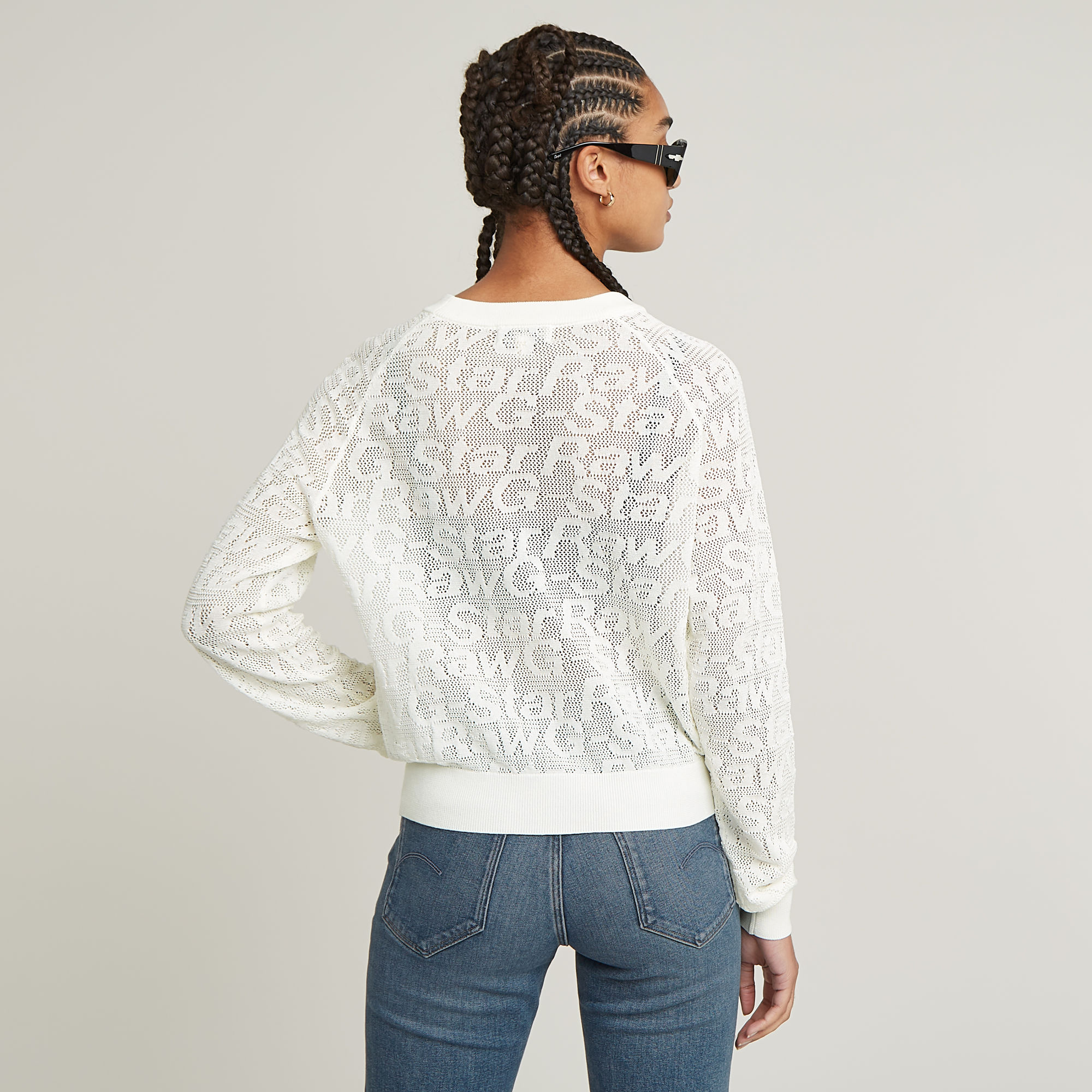 G-Star RAW Pointelle Lichtgewicht Gebreide Trui Wit Dames