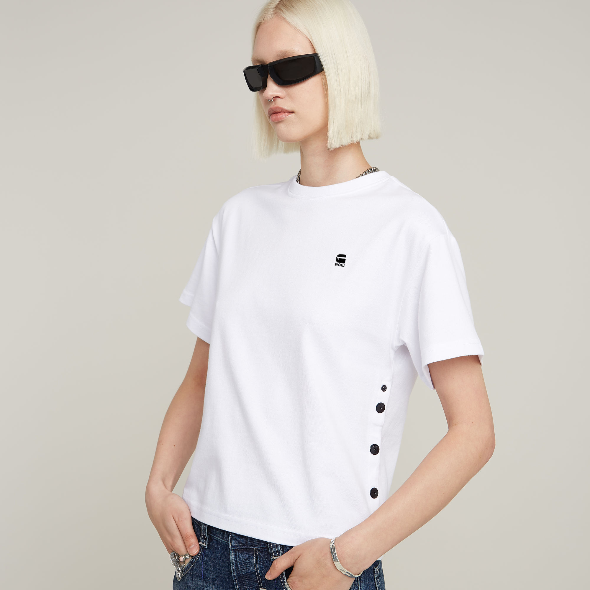 G-Star RAW Side Buttons Relaxed Top Wit Dames