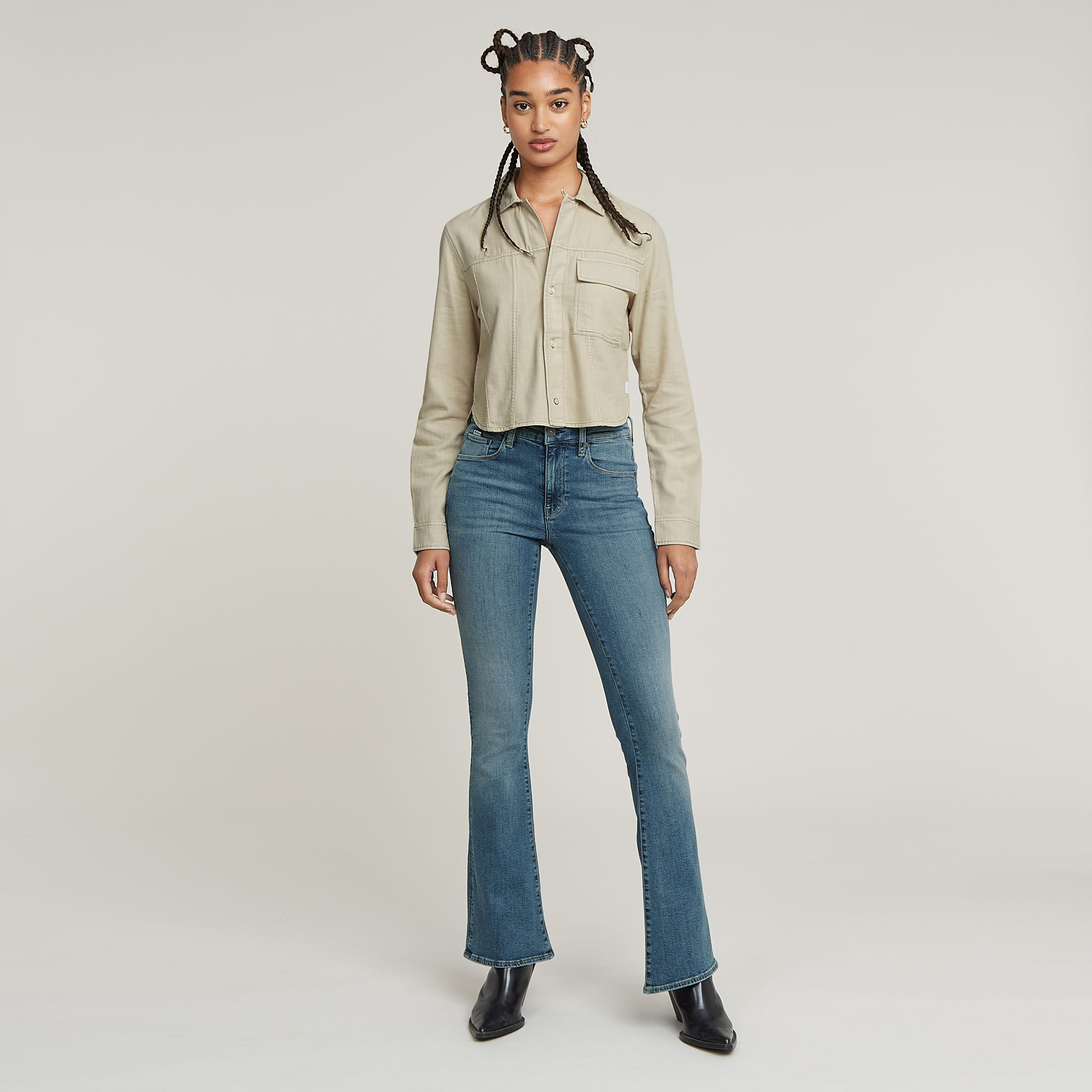 G-Star RAW 3301 Flare Jeans Midden blauw Dames