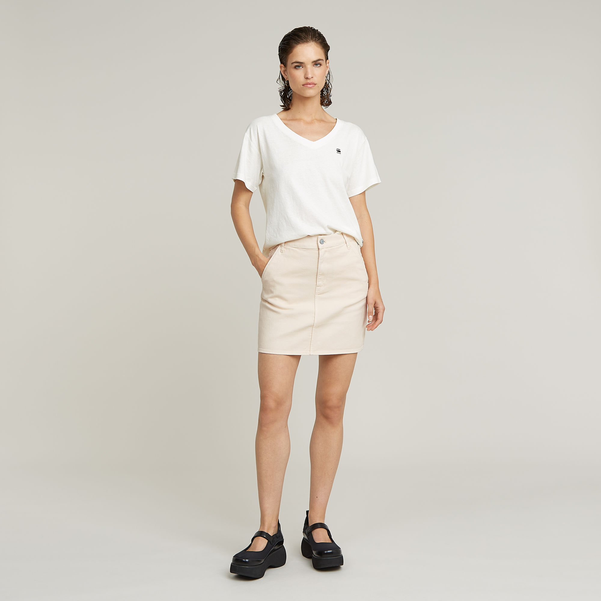 G-Star RAW Open V-Hals Relaxed Top Wit Dames