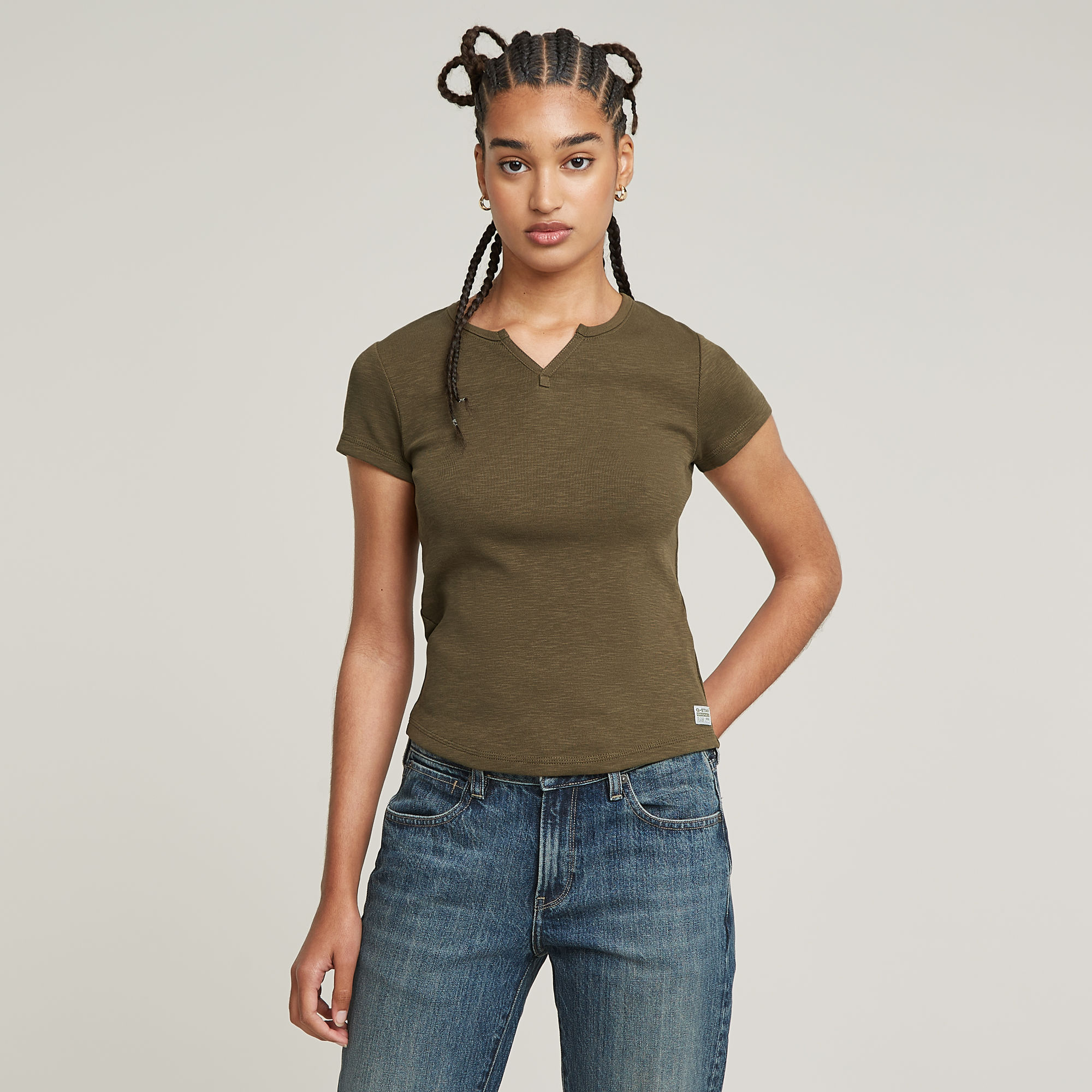 

Micro Placket Slim Top - Green - Women