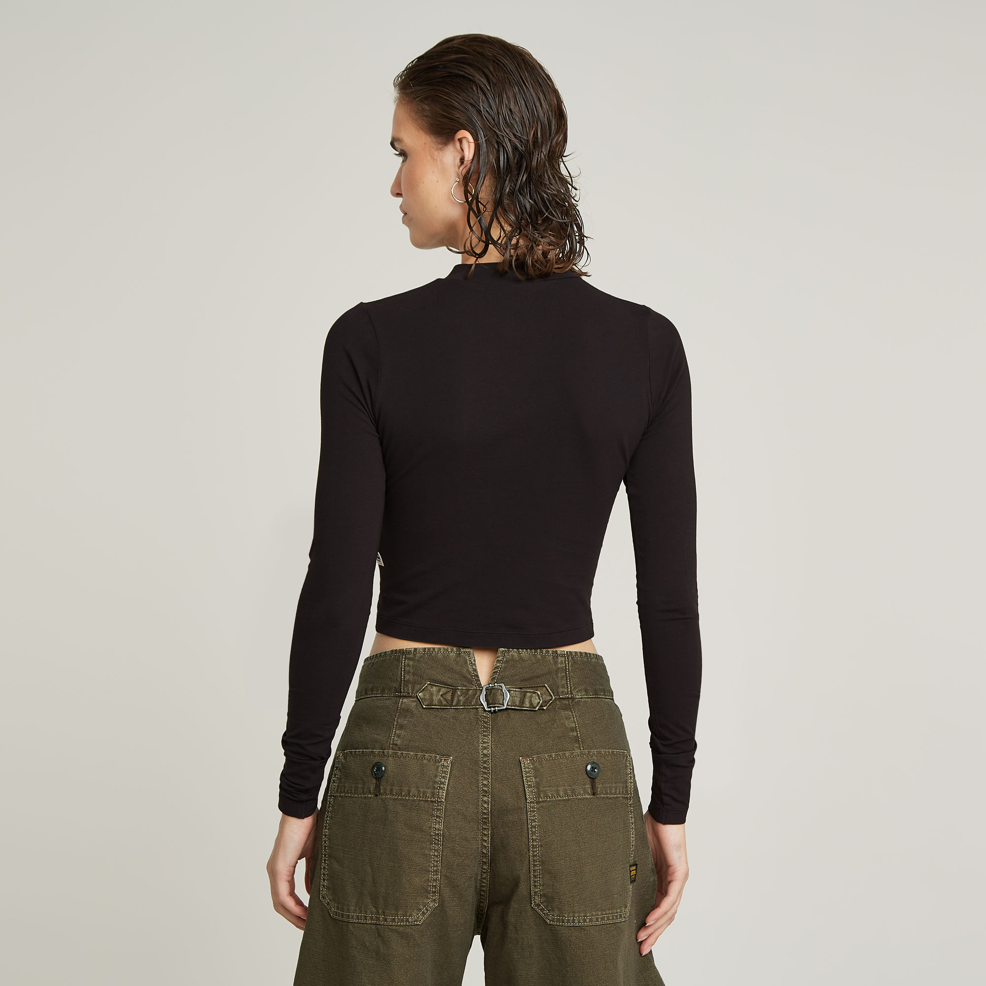 G-Star RAW Mock Slim Korte Top Zwart Dames
