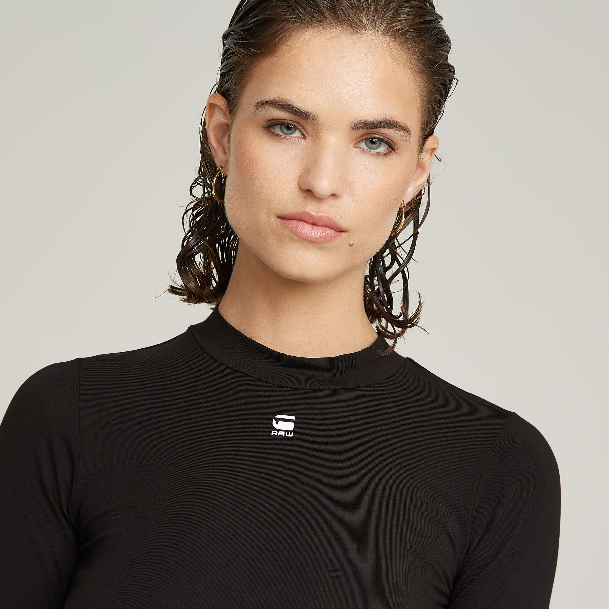 G-Star RAW Mock Slim Korte Top Zwart Dames