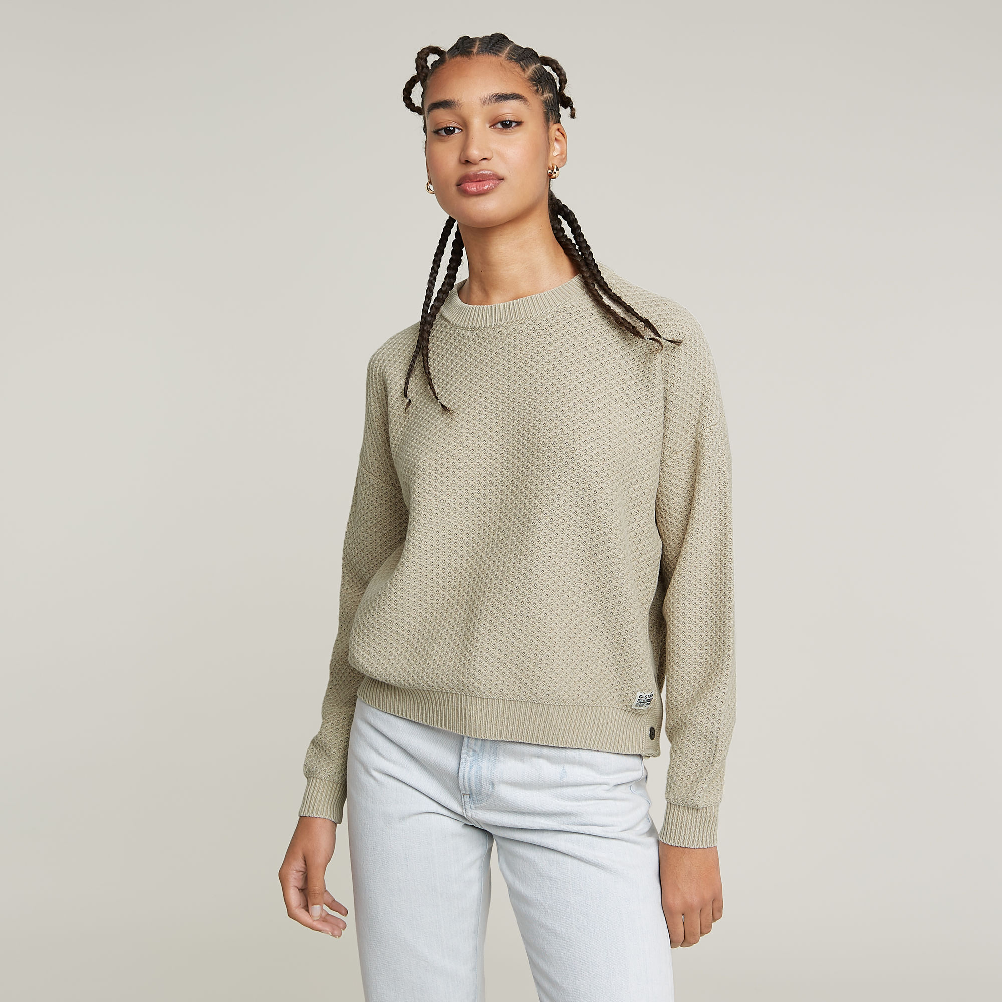 

Overdyed Structure Knitted Sweater - Beige - Women