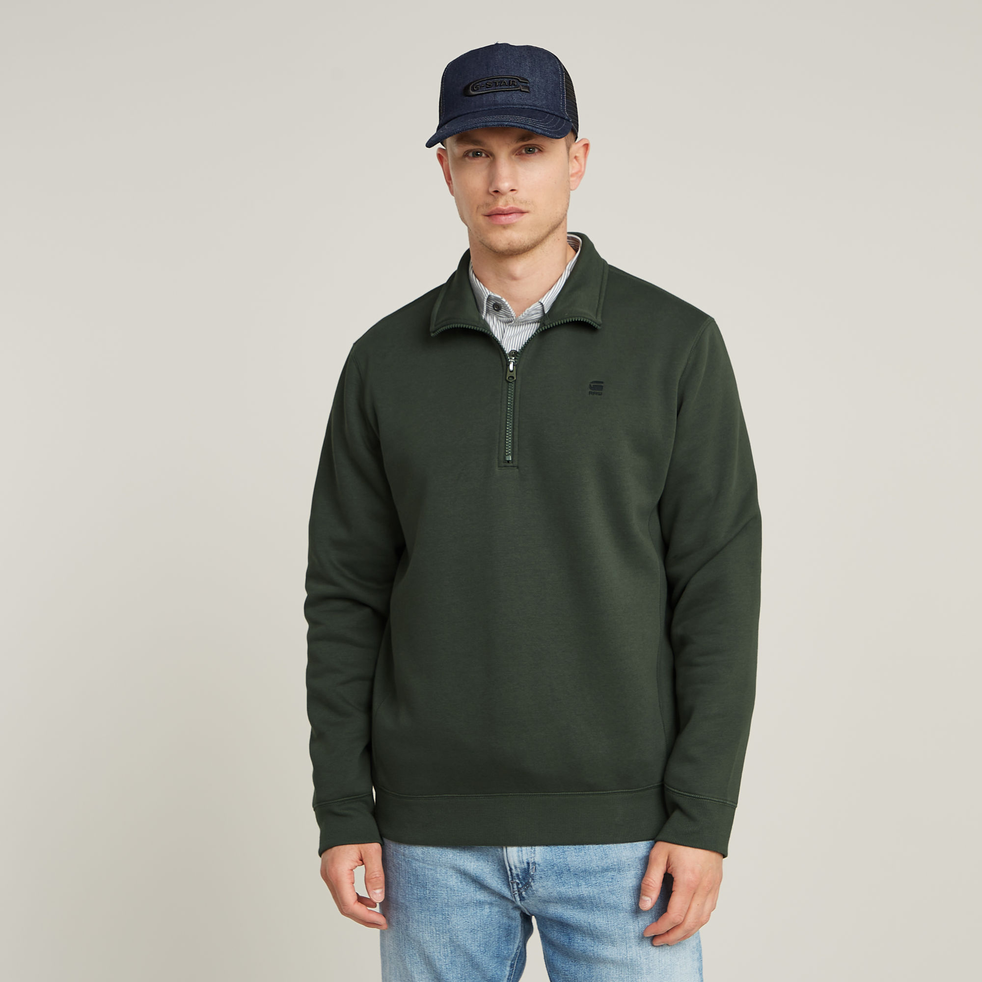 G-Star RAW Premium Core Half Zip Sweater Grijs Heren