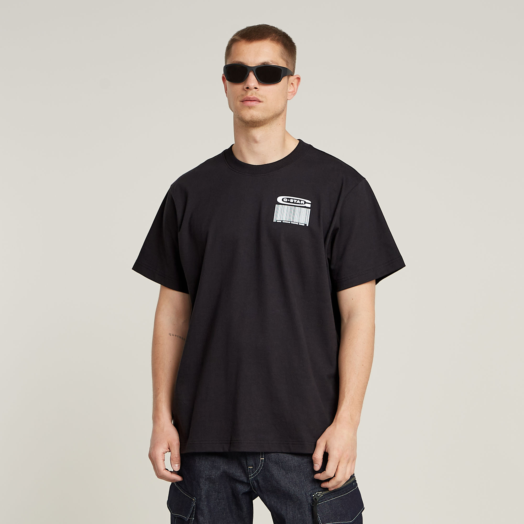 G-Star RAW Barcode Back Graphic Loose T-Shirt Zwart Heren