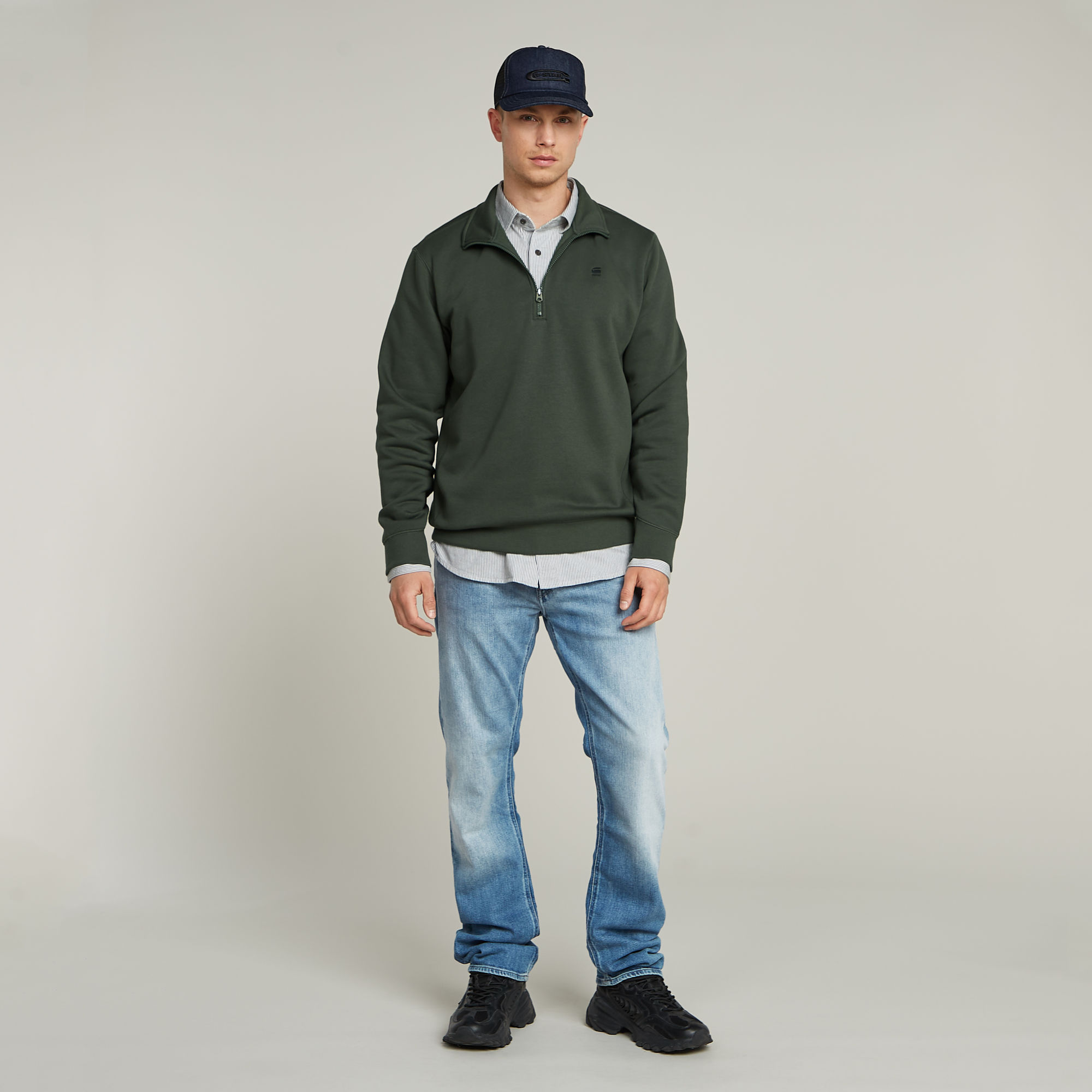 G-Star RAW Premium Core Half Zip Sweater Grijs Heren