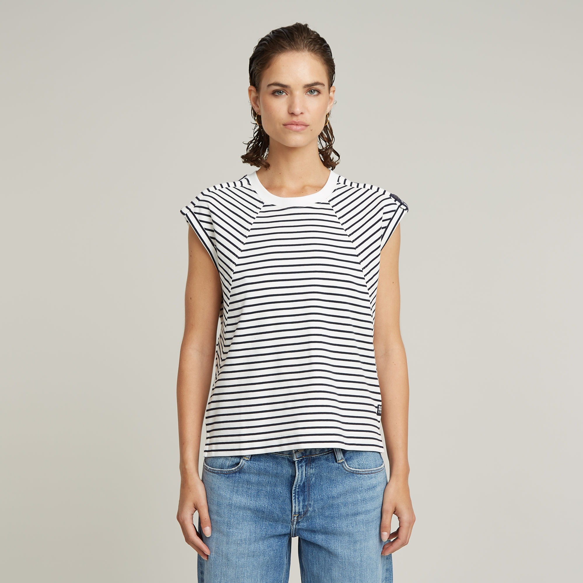 Seam Detail Stripe Loose Top - Mehrfarbig - Damen