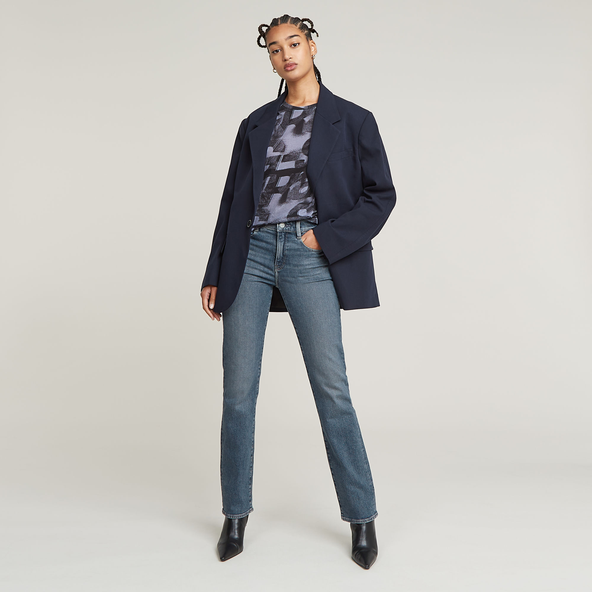 G-Star RAW Strace Straight Jeans Midden blauw Dames