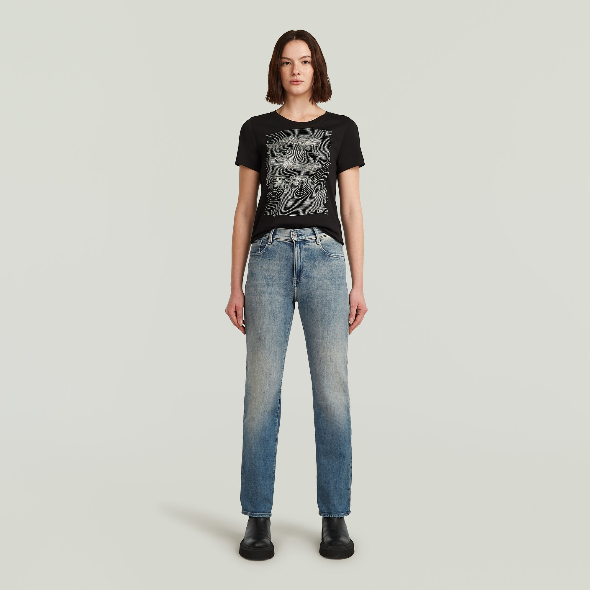 G-Star RAW Viktoria High Straight Jeans Midden blauw Dames