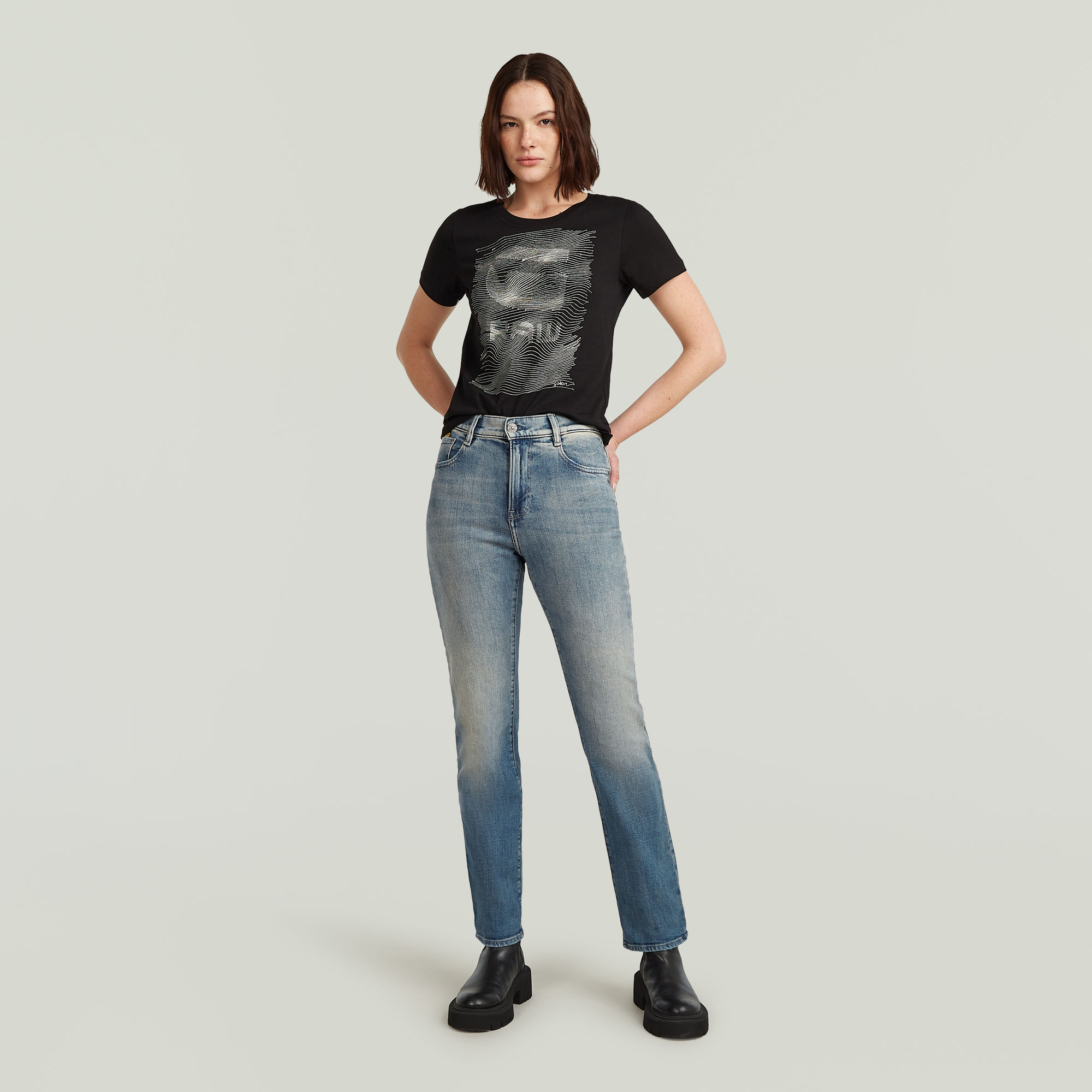 G-Star RAW Viktoria High Straight Jeans Midden blauw Dames