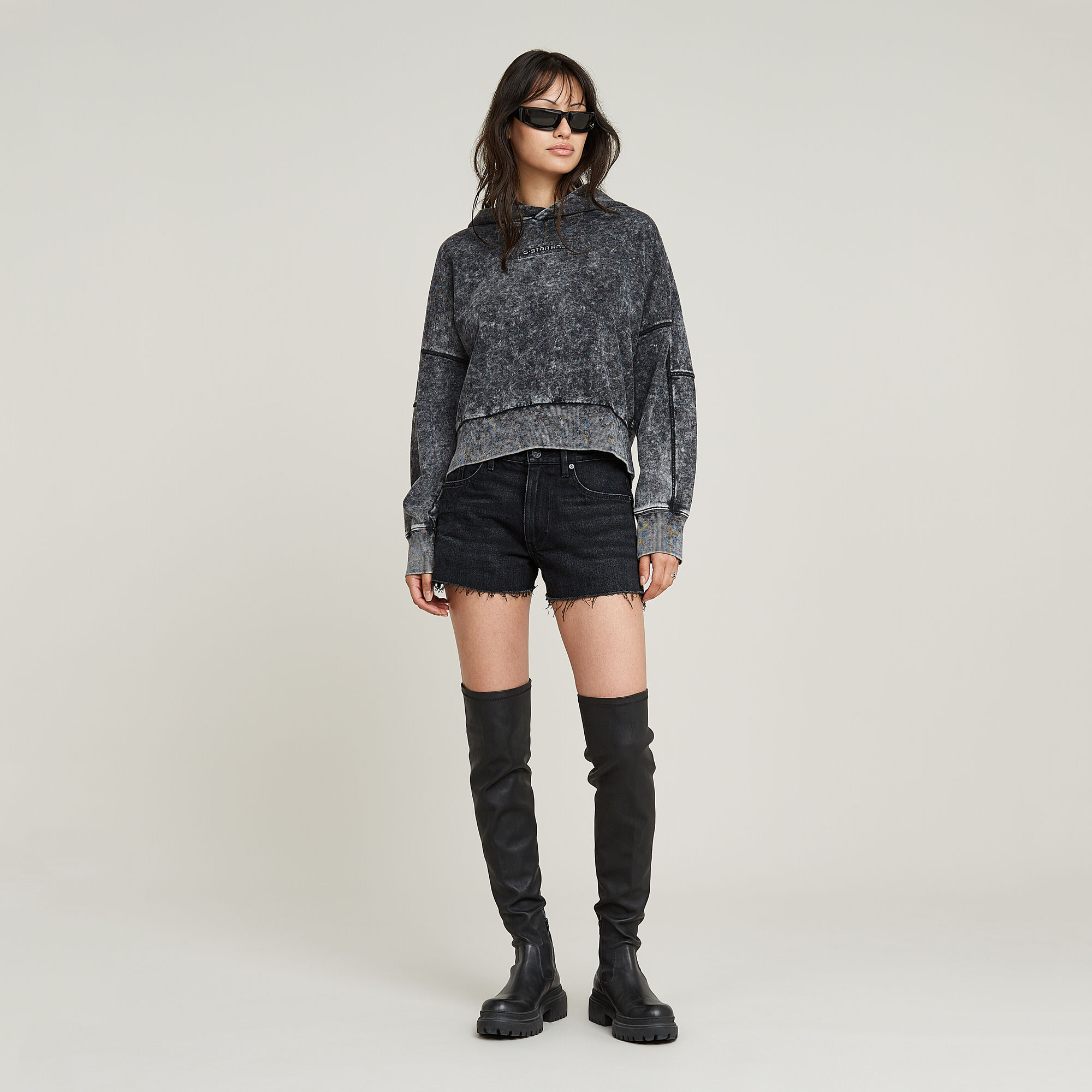G-Star RAW True Denim Short Raw Edge Grijs Dames