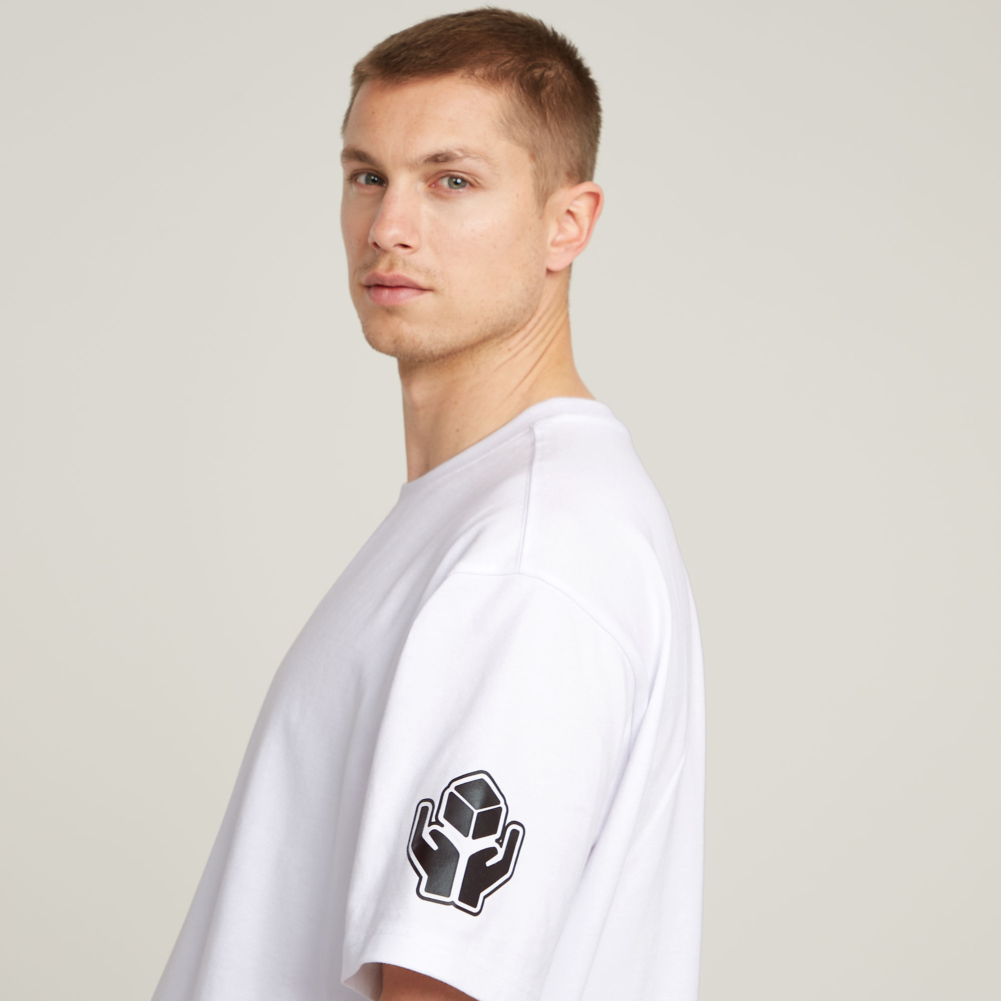 G-Star RAW Barcode Boxy T-Shirt Wit Heren