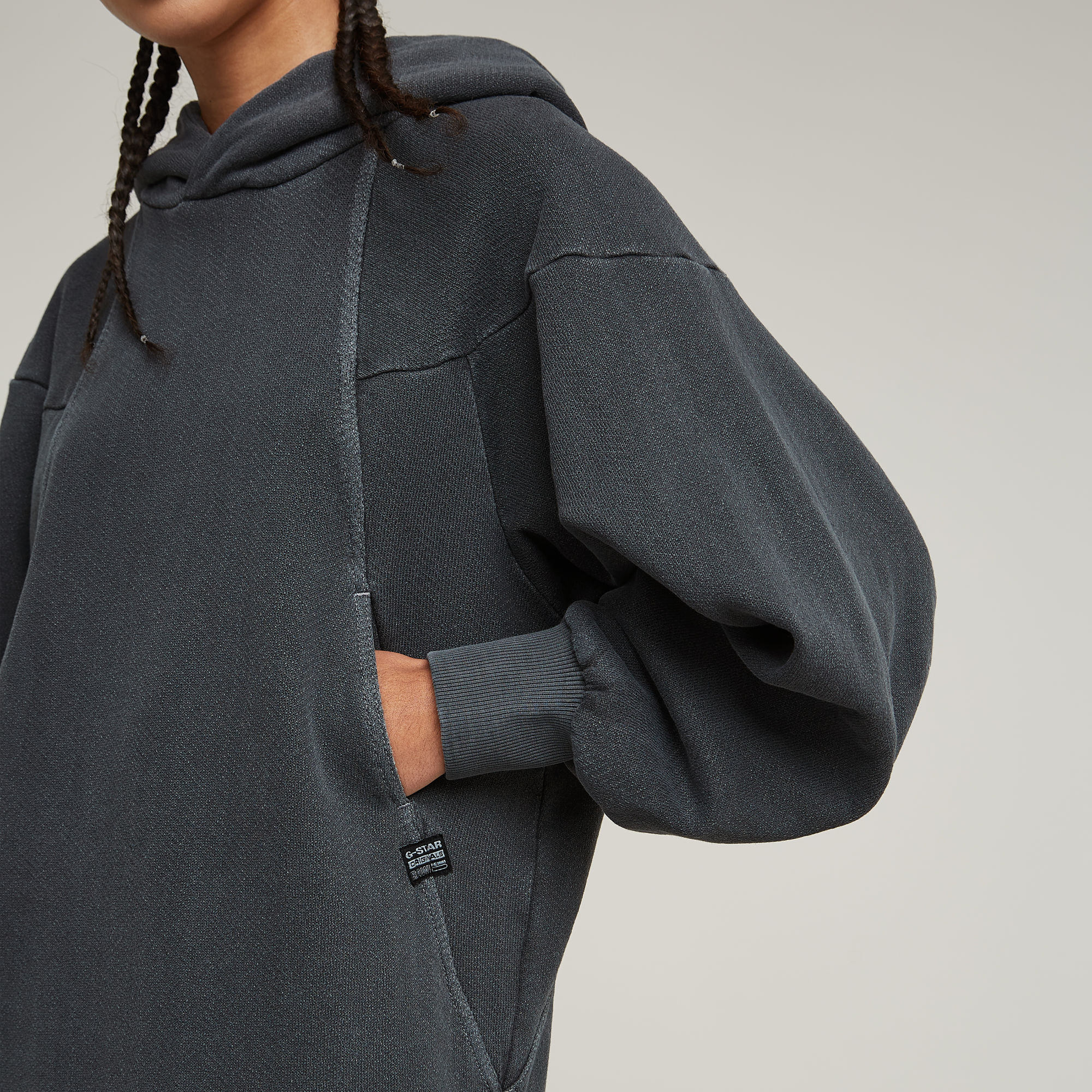 G-Star RAW Overdyed Hoodie Jurk Zwart Dames