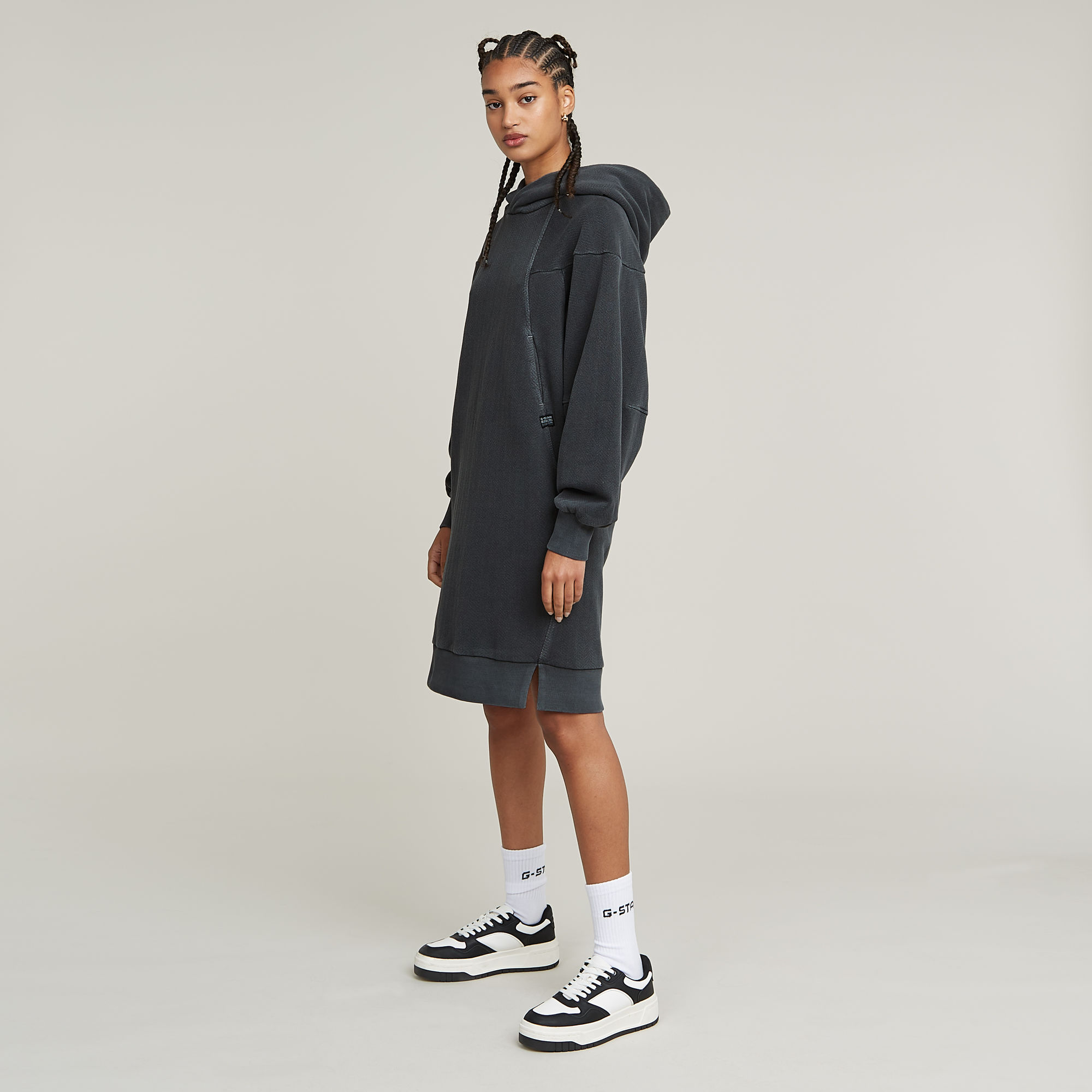 G-Star RAW Overdyed Hoodie Jurk Zwart Dames