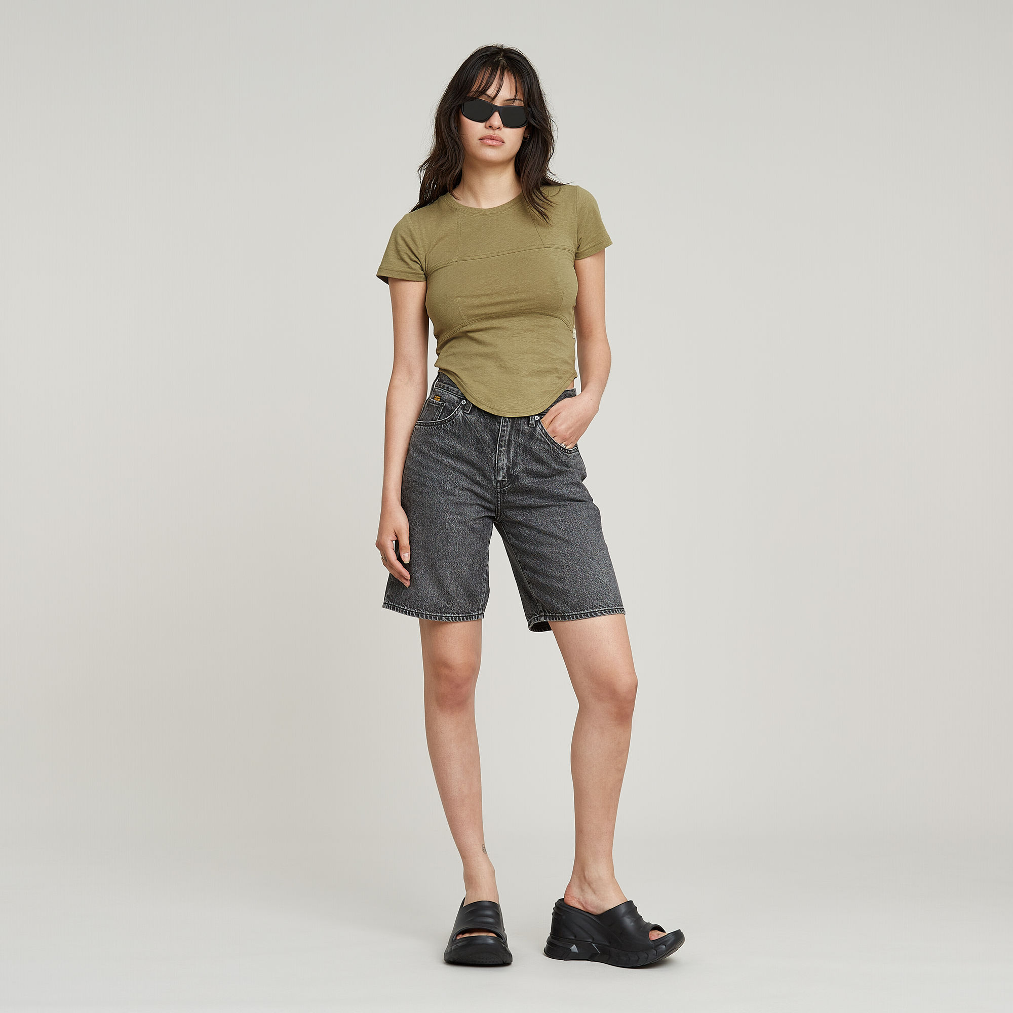 G-Star RAW Viktoria Bermuda Short Clean Edge Grijs Dames