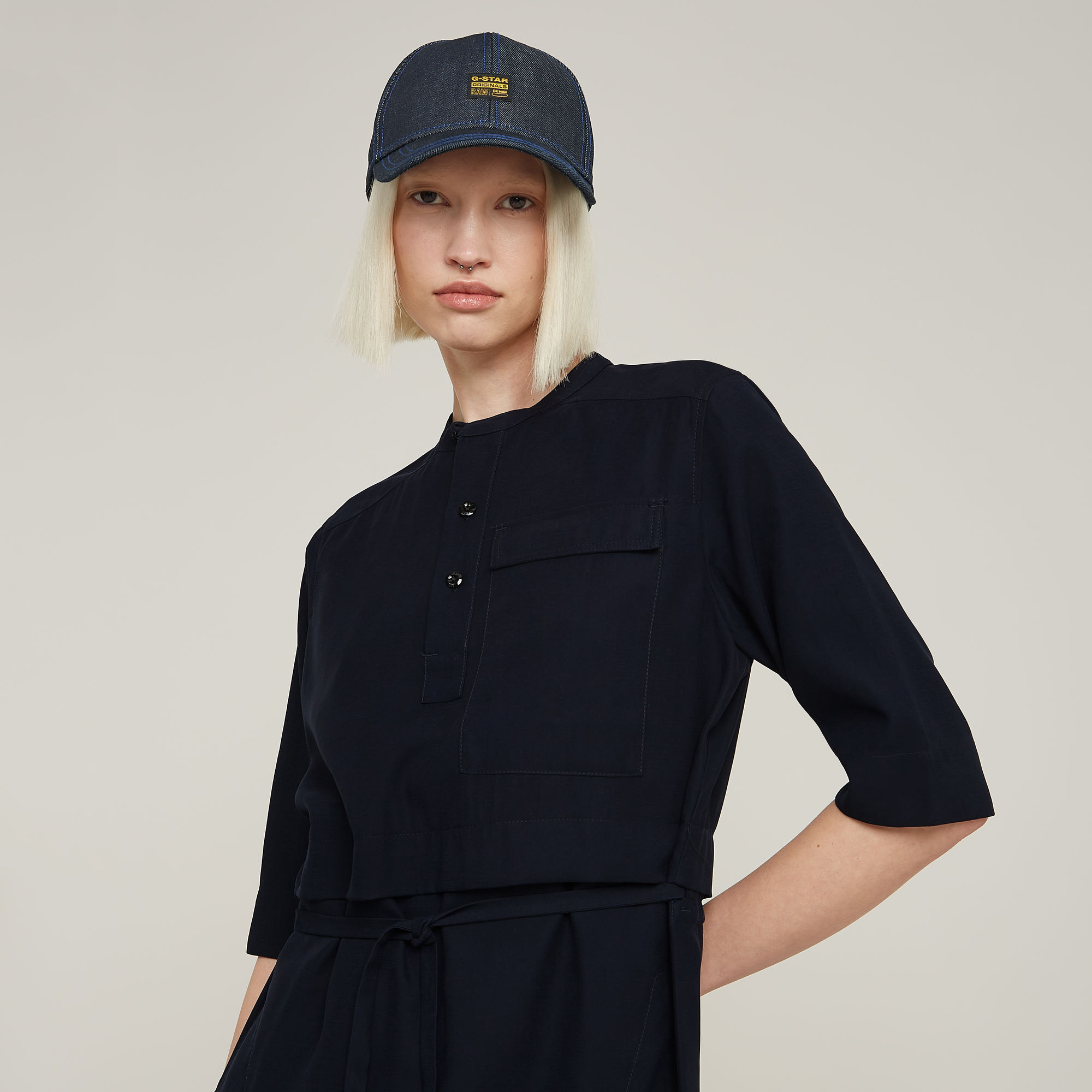 G-Star RAW Jurk Fluid Donkerblauw Dames