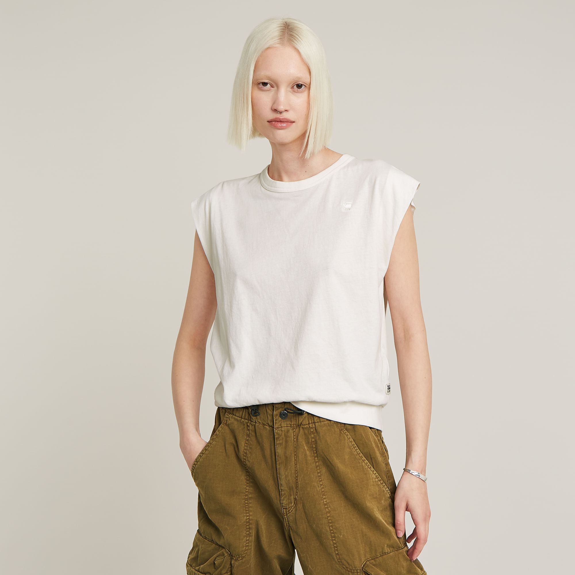 G-Star RAW Open Back Loose Sleeveless Top Wit Dames