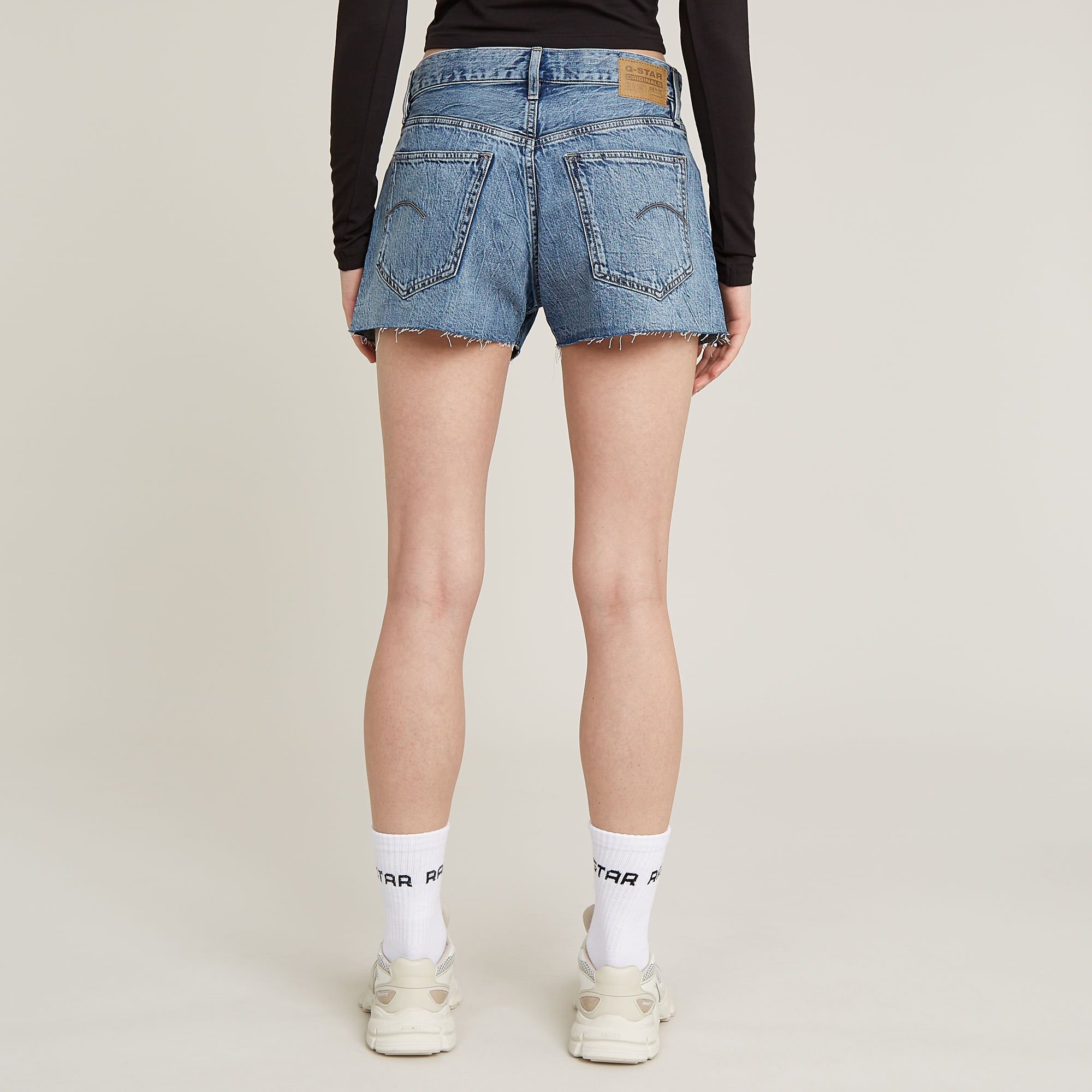 G-Star RAW True Denim Short Raw Edge Midden blauw Dames