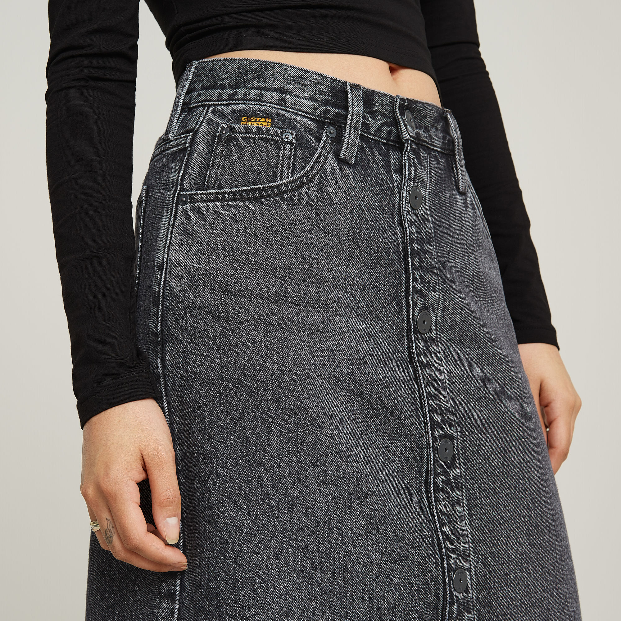 G-Star RAW Viktoria Snaps Lange Rok Grijs Dames