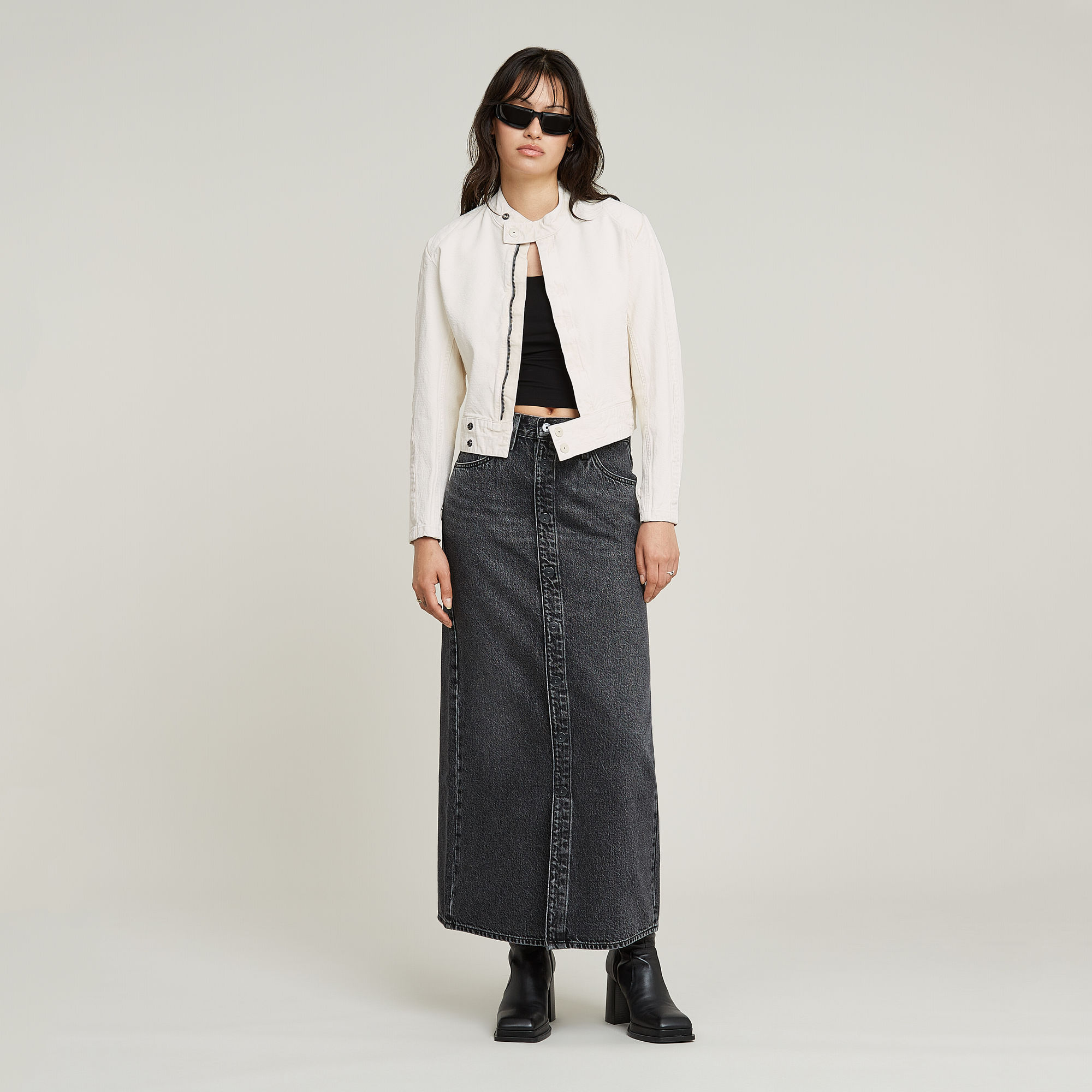 G-Star RAW Viktoria Snaps Lange Rok Grijs Dames
