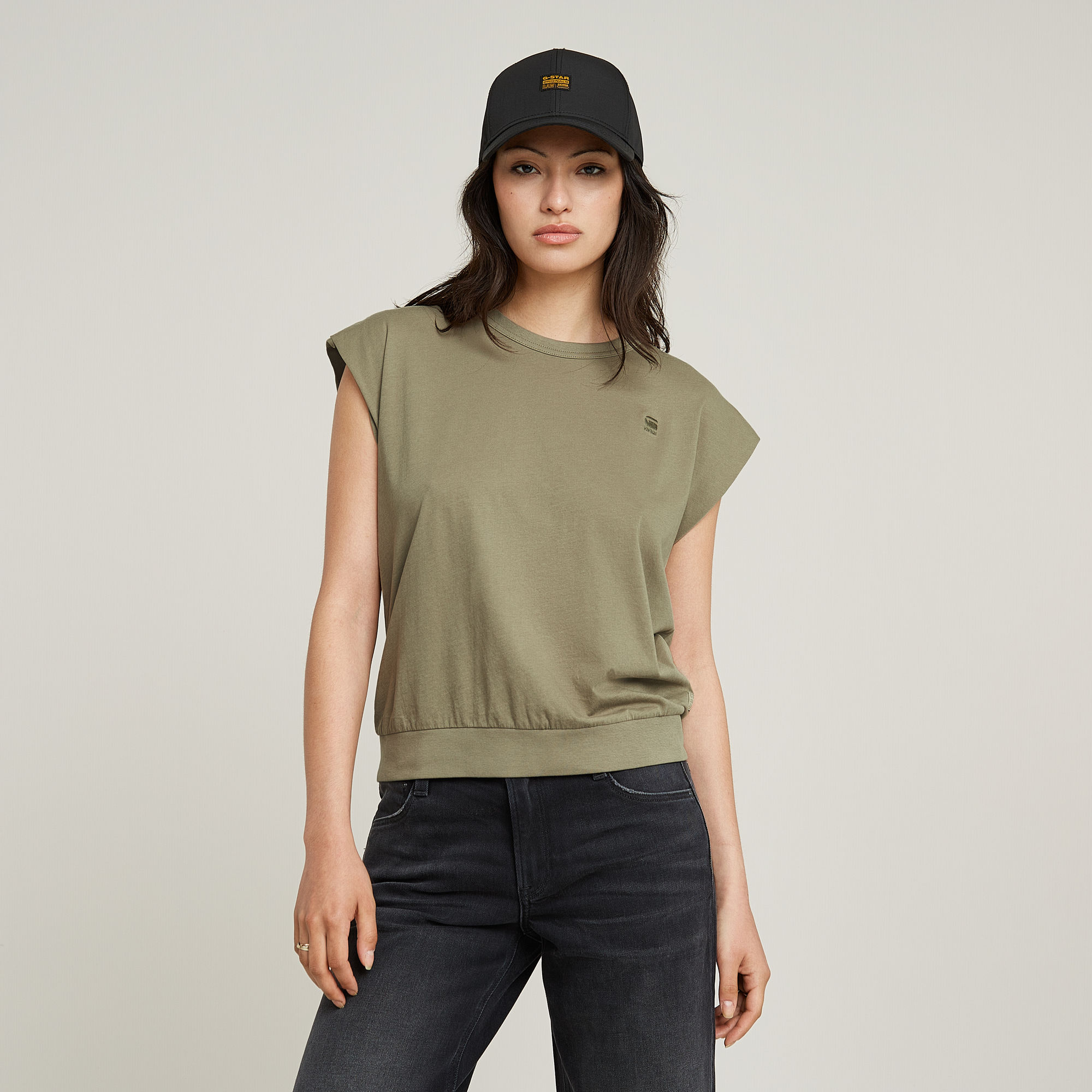 G-Star RAW Open Back Loose Sleeveless Top Groen Dames