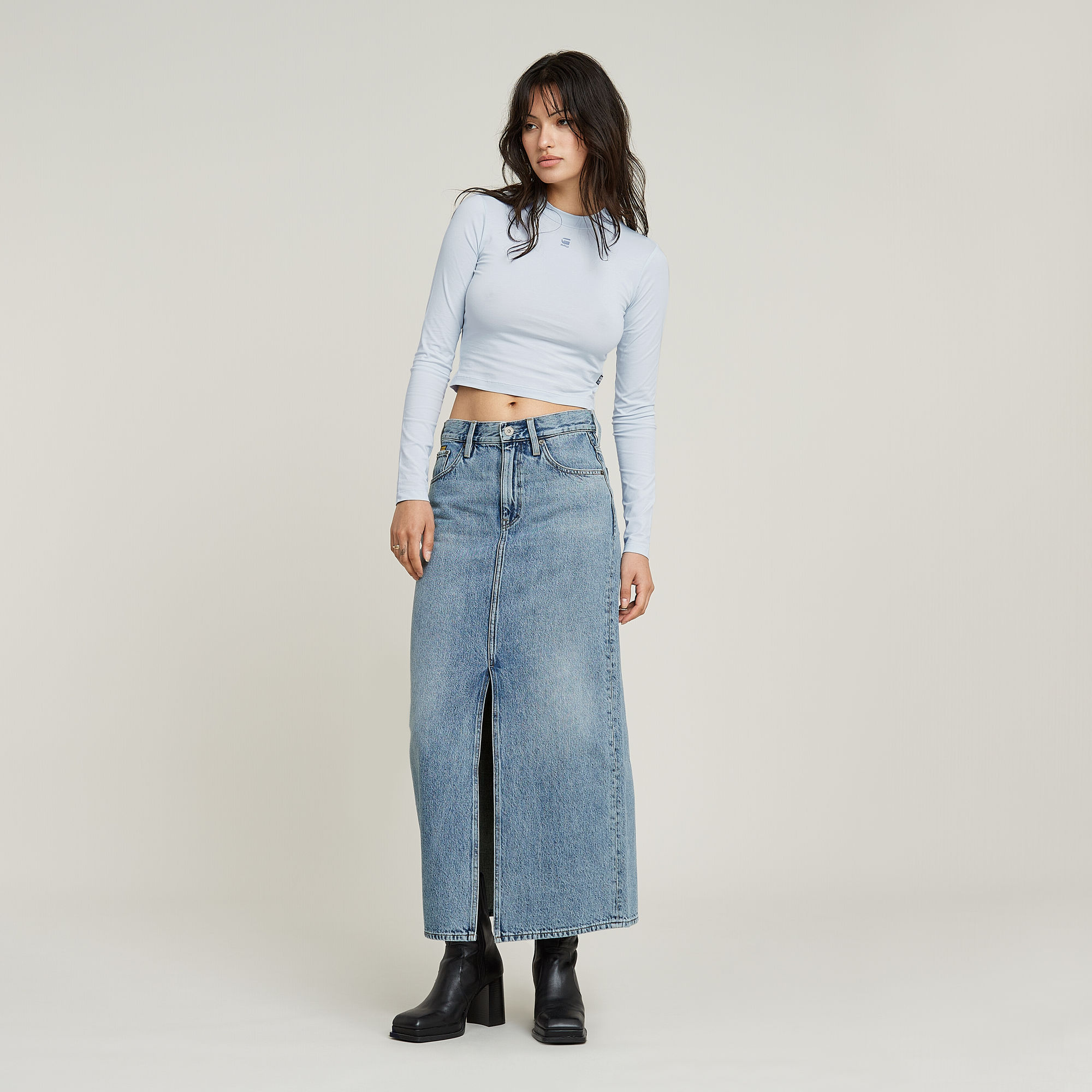 G-Star RAW Mock Slim Korte Top Lichtblauw Dames