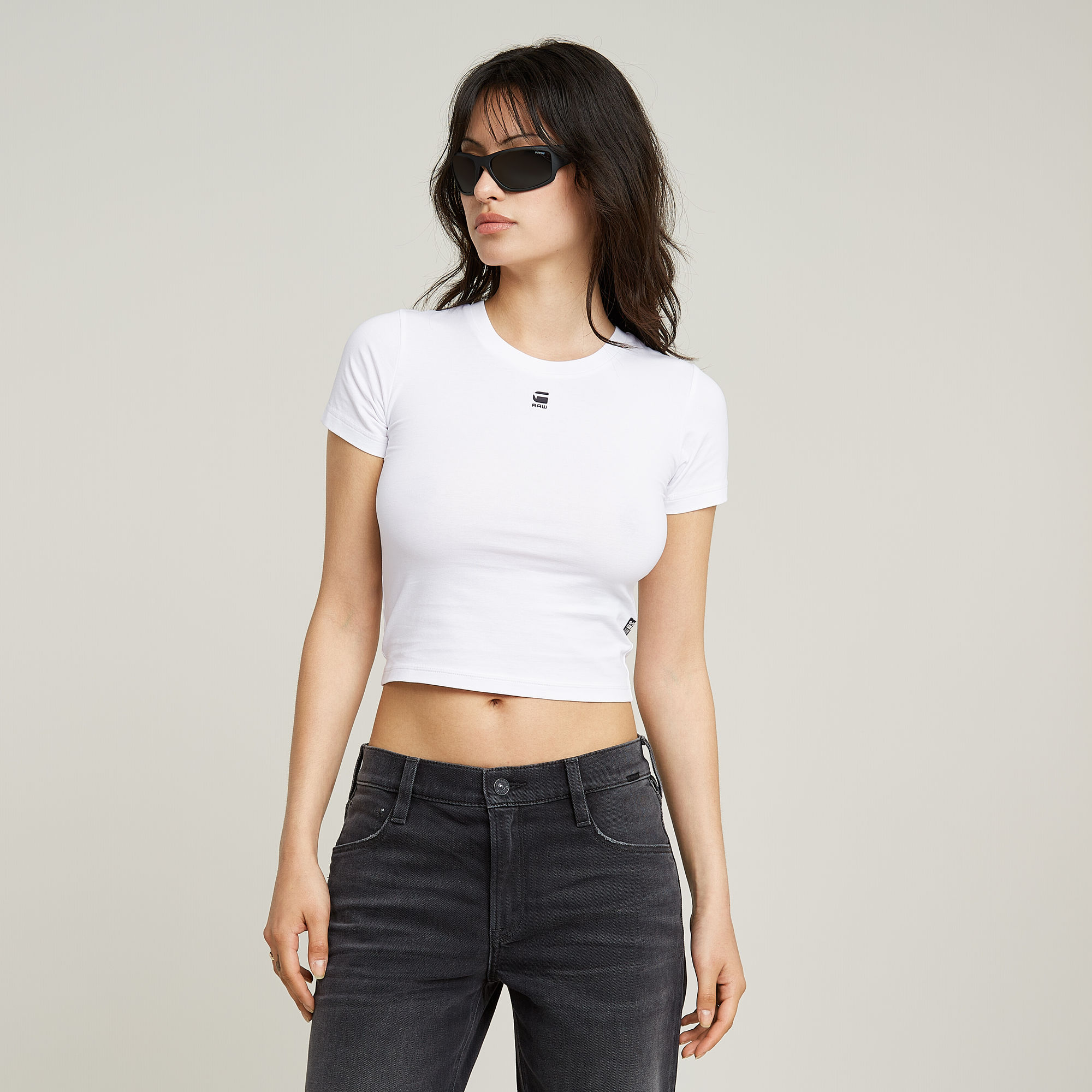 Cropped Mini Slim Top - Weiß - Damen