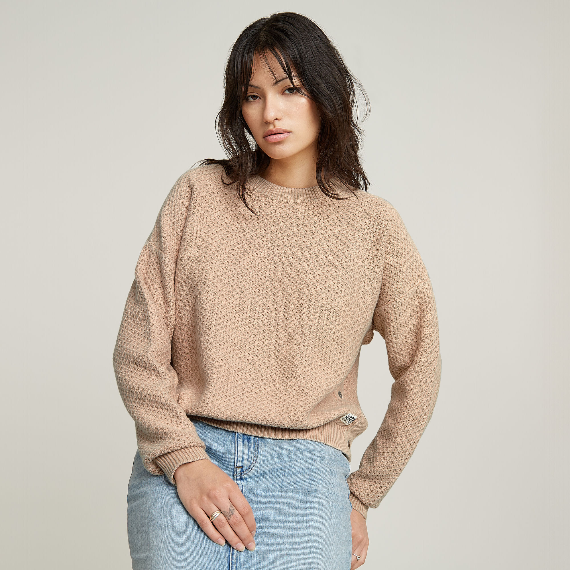 G-Star RAW Overdyed Structure Gebreide Trui Roze Dames