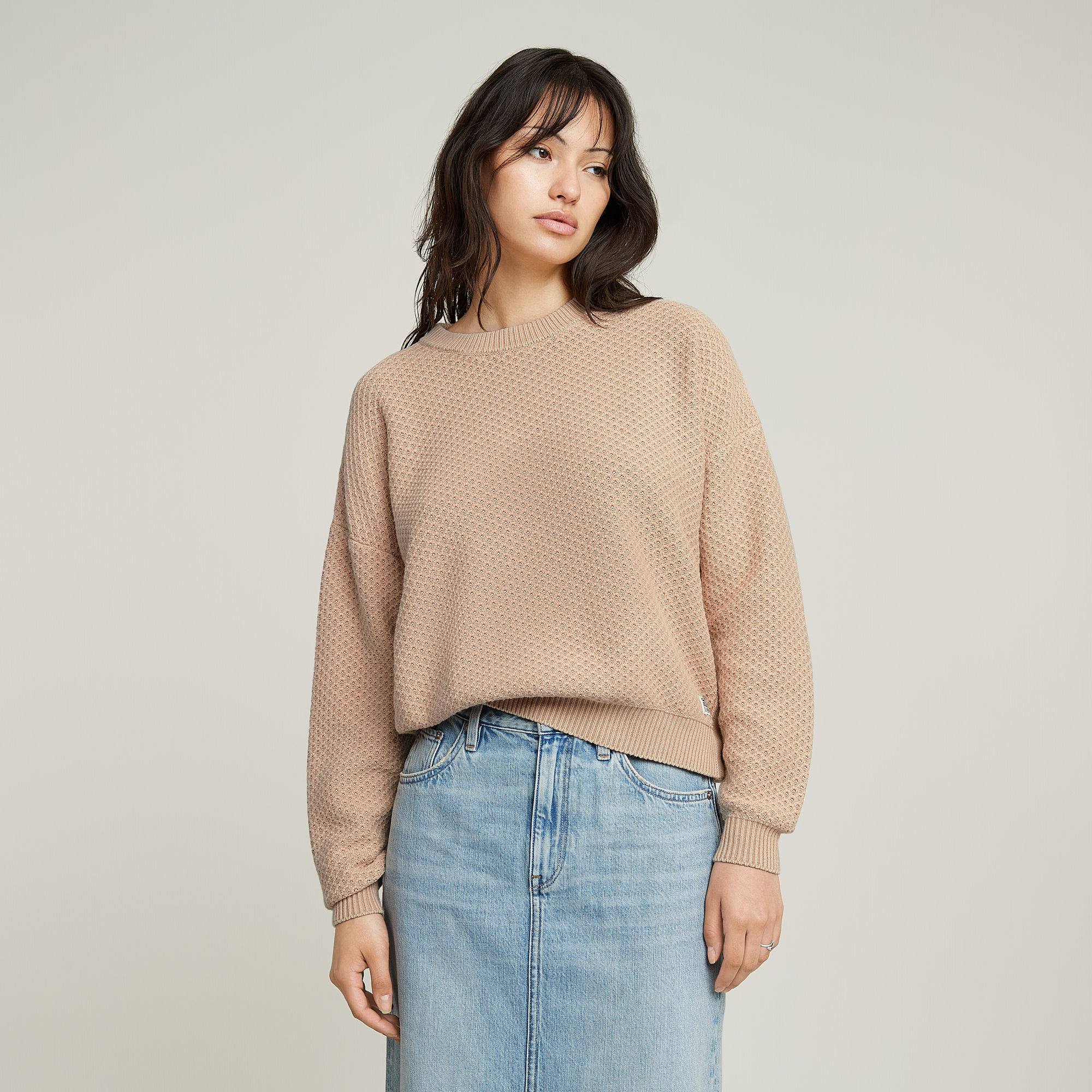 

Overdyed Structure Knitted Sweater - Pink - Women