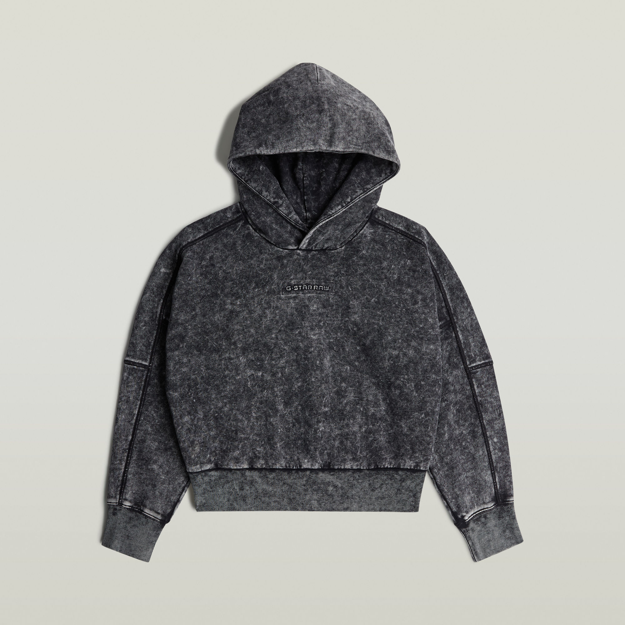 G-Star RAW Washed Embossed Oversized Hoodie Zwart Dames