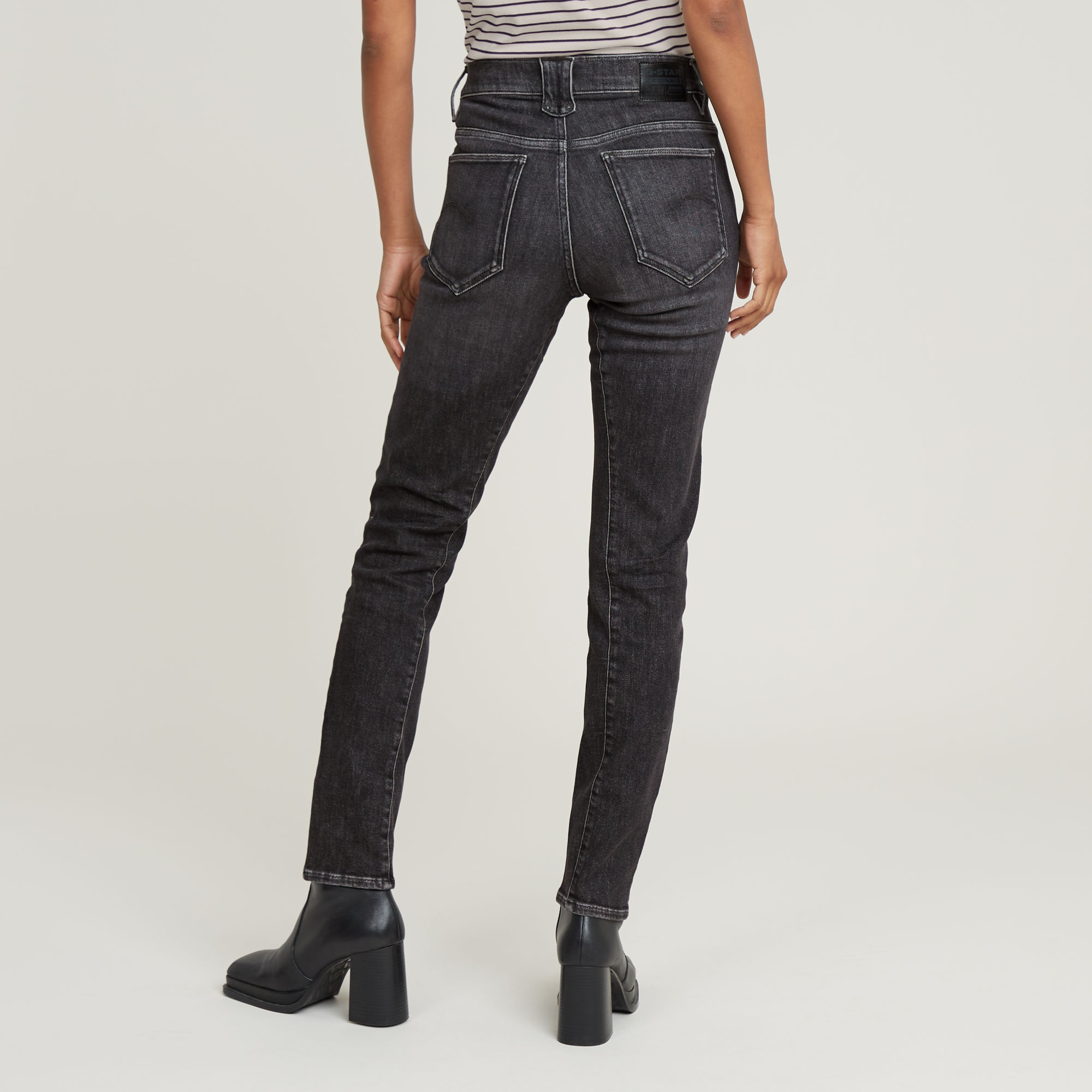 G-Star RAW Ace 2.0 Biker Slim Straight Jeans Grijs Dames