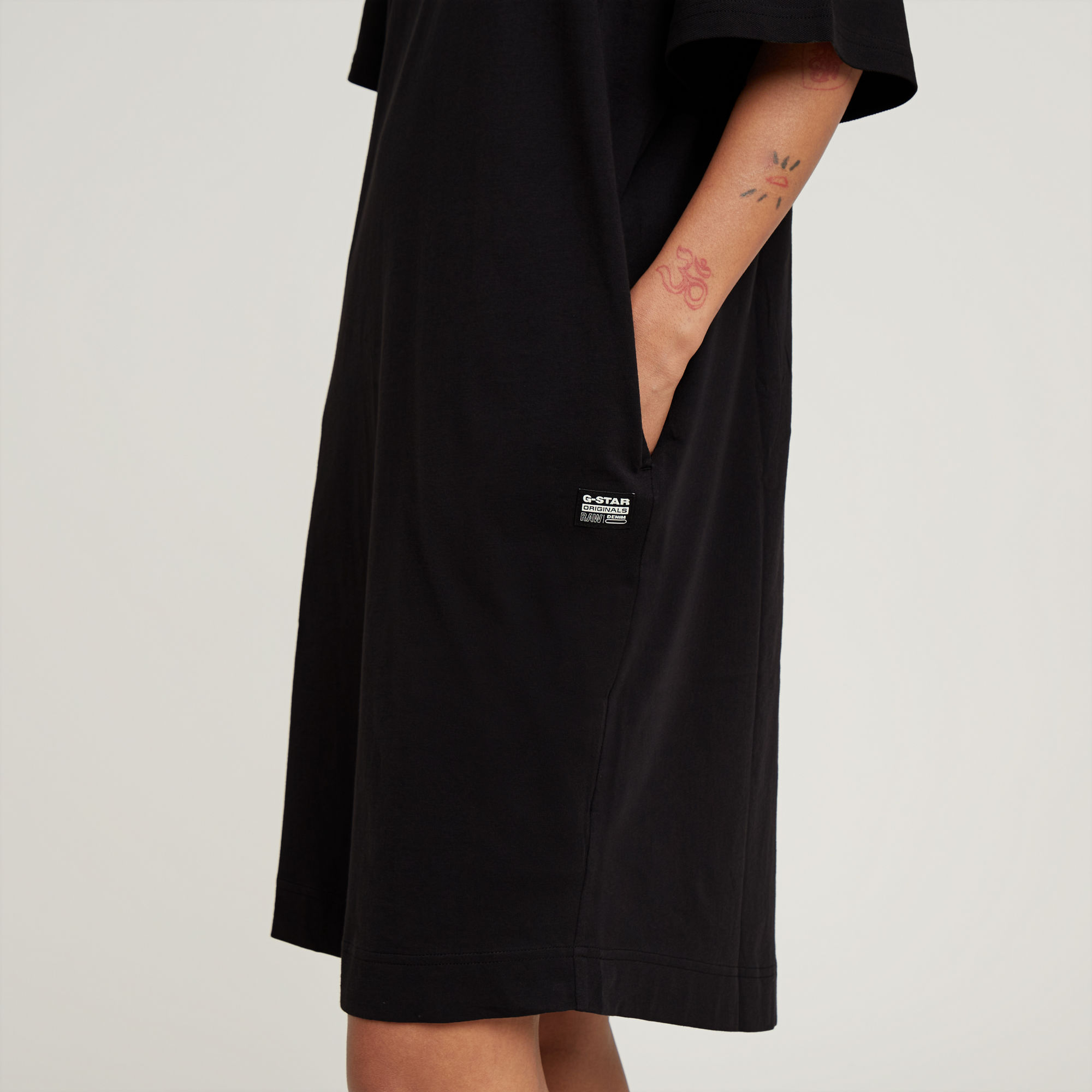 G-Star RAW Saddle Sleeve Loose T-Shirt Jurk Zwart Dames