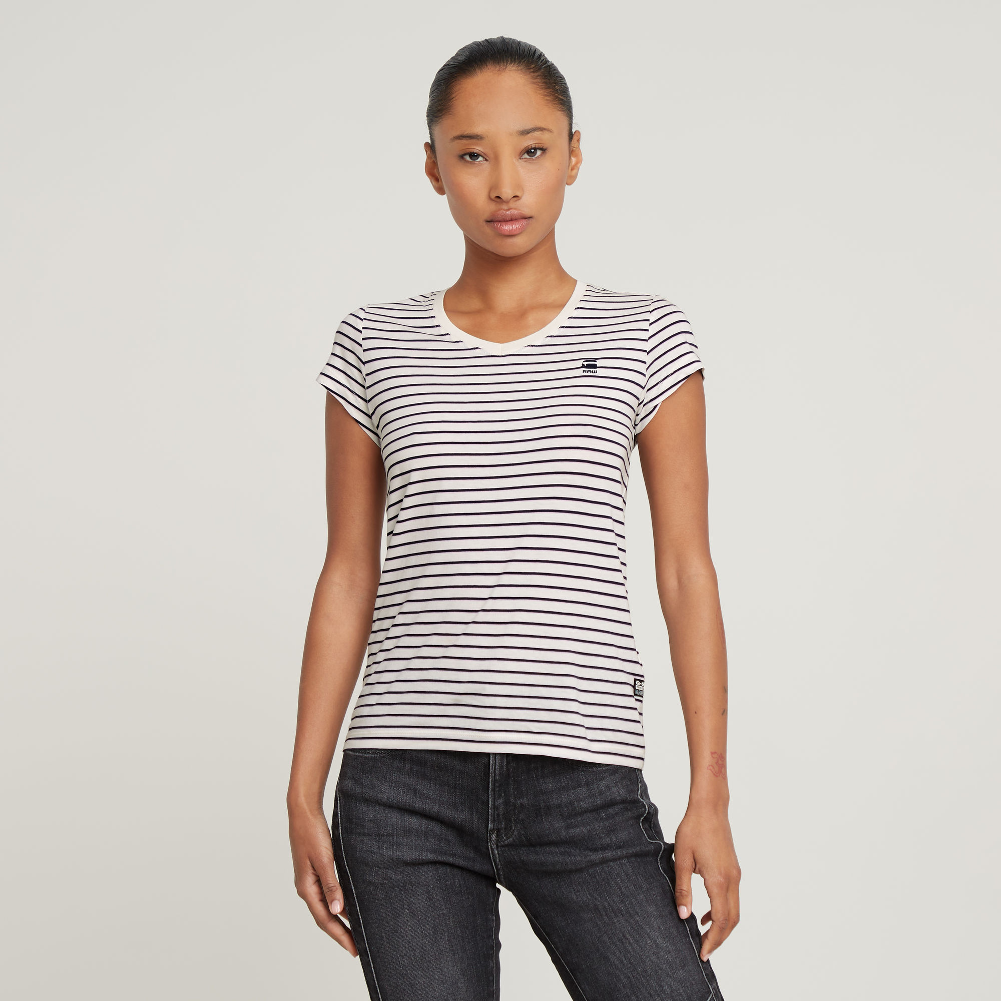 Stripe Eyben Slim V-Neck Top 2.0 - Mehrfarbig - Damen