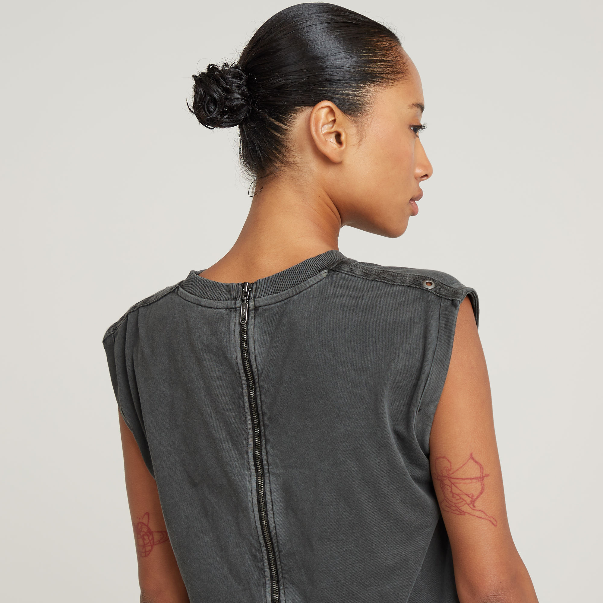 G-Star RAW Back Zip Overdyed Top Zwart Dames
