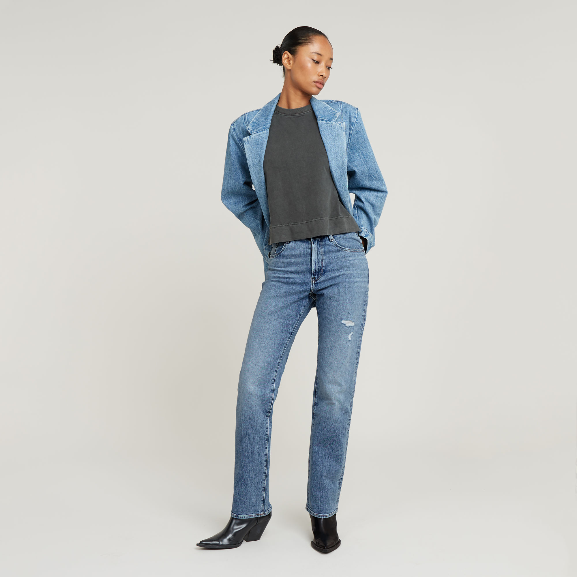 G-Star RAW Back Zip Overdyed Top Zwart Dames