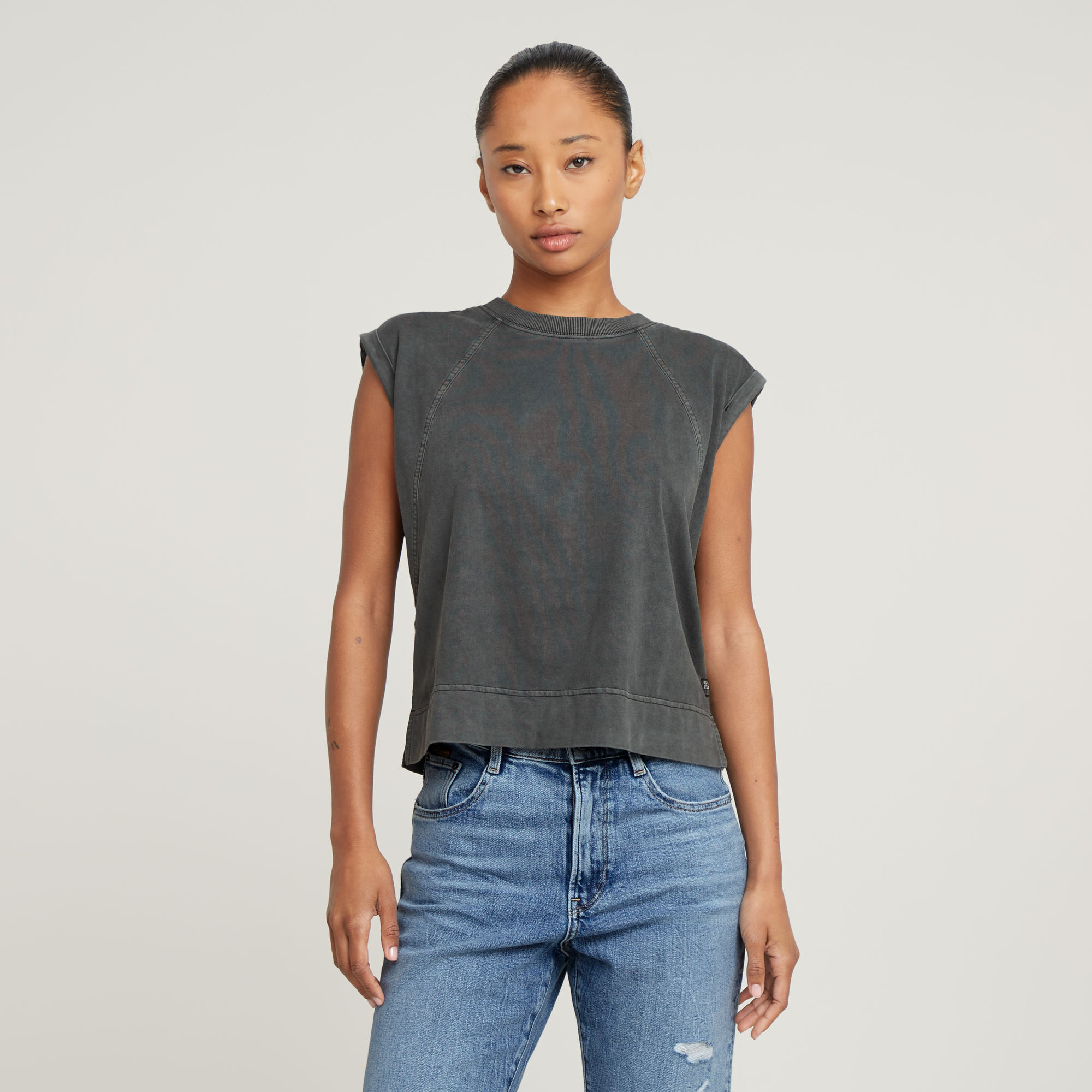 G-Star RAW Back Zip Overdyed Top Zwart Dames