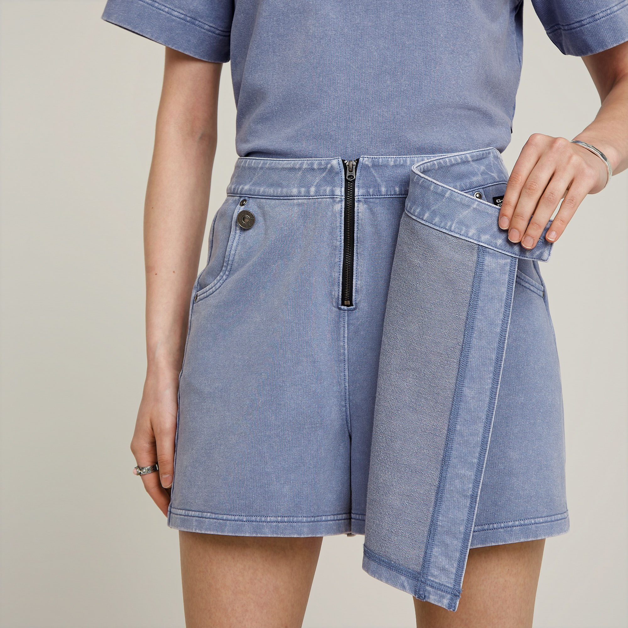 G-Star RAW Overdyed Sweat Skort Lichtblauw Dames