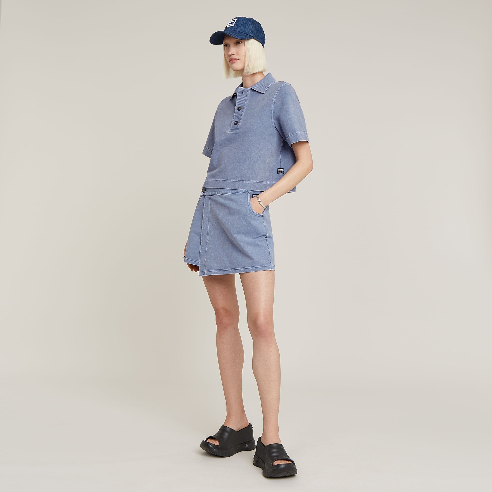 G-Star RAW Overdyed Sweat Skort Lichtblauw Dames